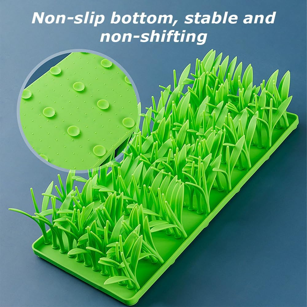 Silicone Grass Mat for Cats, Pet Slow Feeding Foraging Mat, Foraging Snuffle Mat for Dog/Cat, Pet Chew Toy Training Feed Game Easy to Clean (Green) image number 1