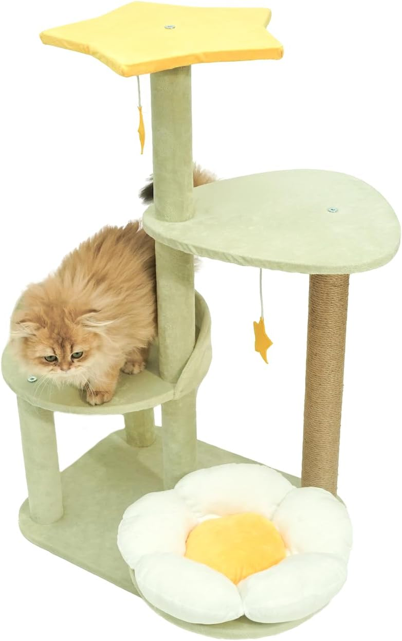 Stellar Play Multi-Level Cat Tree with Free Moon Pad - Soft Plush Finish, Scratching Post, Hanging Star Toys, and Cozy Nest - Eco-Friendly Tall Cat Tree for Play, Scratch, and Rest image number 3