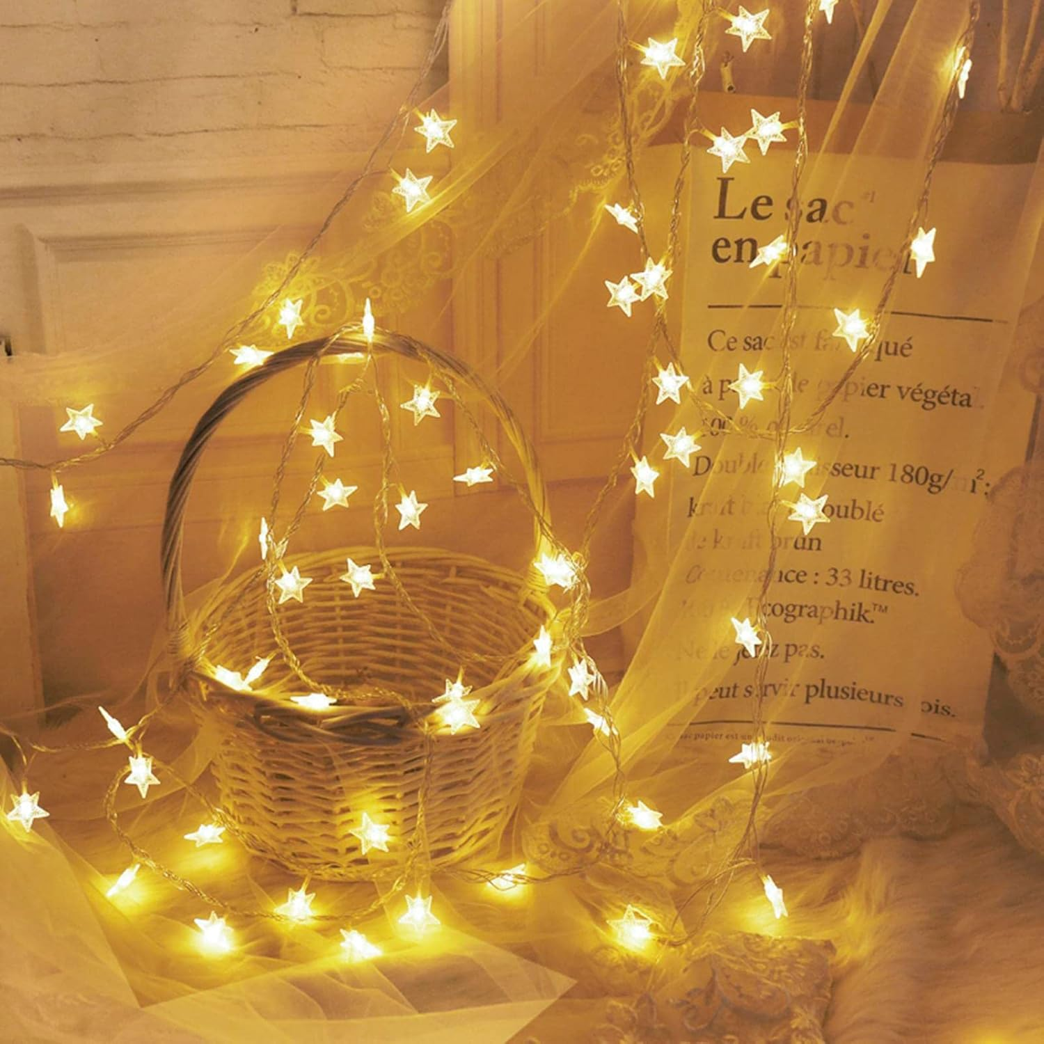 Star Fairy Lights - 20 Led Christmas Star Lights | Waterproof Lighting 9.85Ft String for Window Indoor Holiday Classroom Patio Wall Dorm Tree Tent Canopy Bunk Bed Ceiling Living Room image number 1