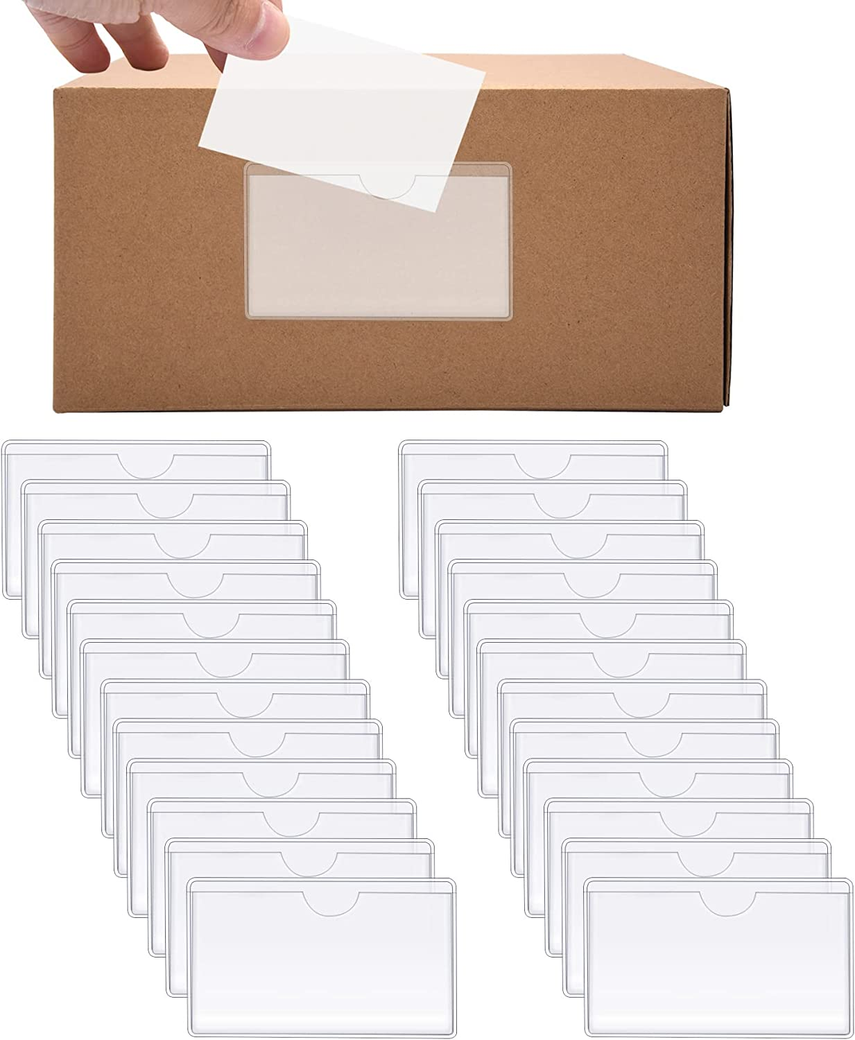 Self-Adhesive Label, Adhesive Label Holder Shelf Tag, Index Card Plastic Drawers File Cabinet Storage Bins Label Holder for Supermarket Bookshelf Mailbox Business Kitchen - 20Pcs image number 1