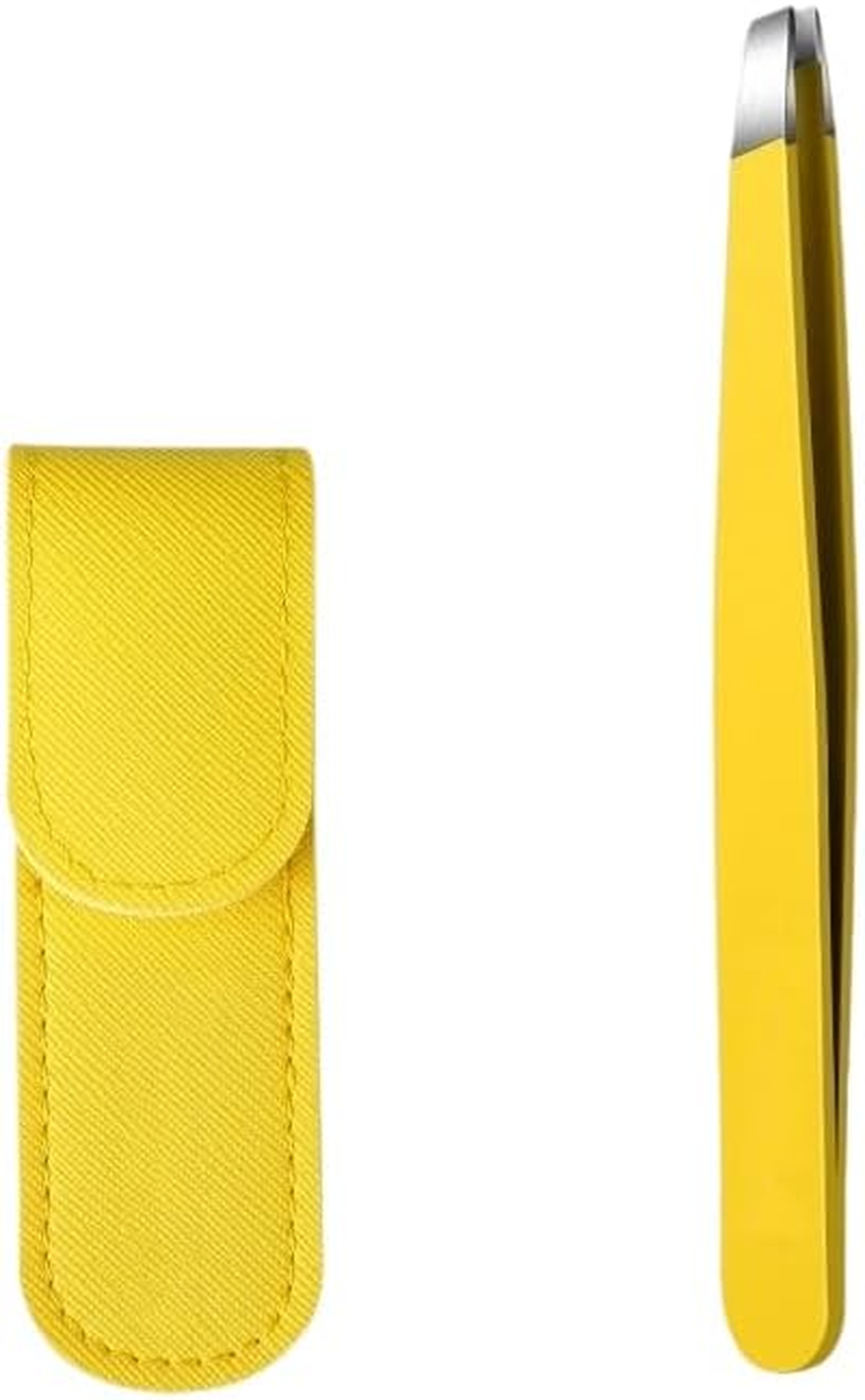 Eyebrow Tweezers | Slant Precision Tweezer | Surgical Grade Hand Filed Slanted Tips for Professional Use, Best Precision Engineered Tweezer for Flawless Beauty Results (Yellow, One Size) image number 5