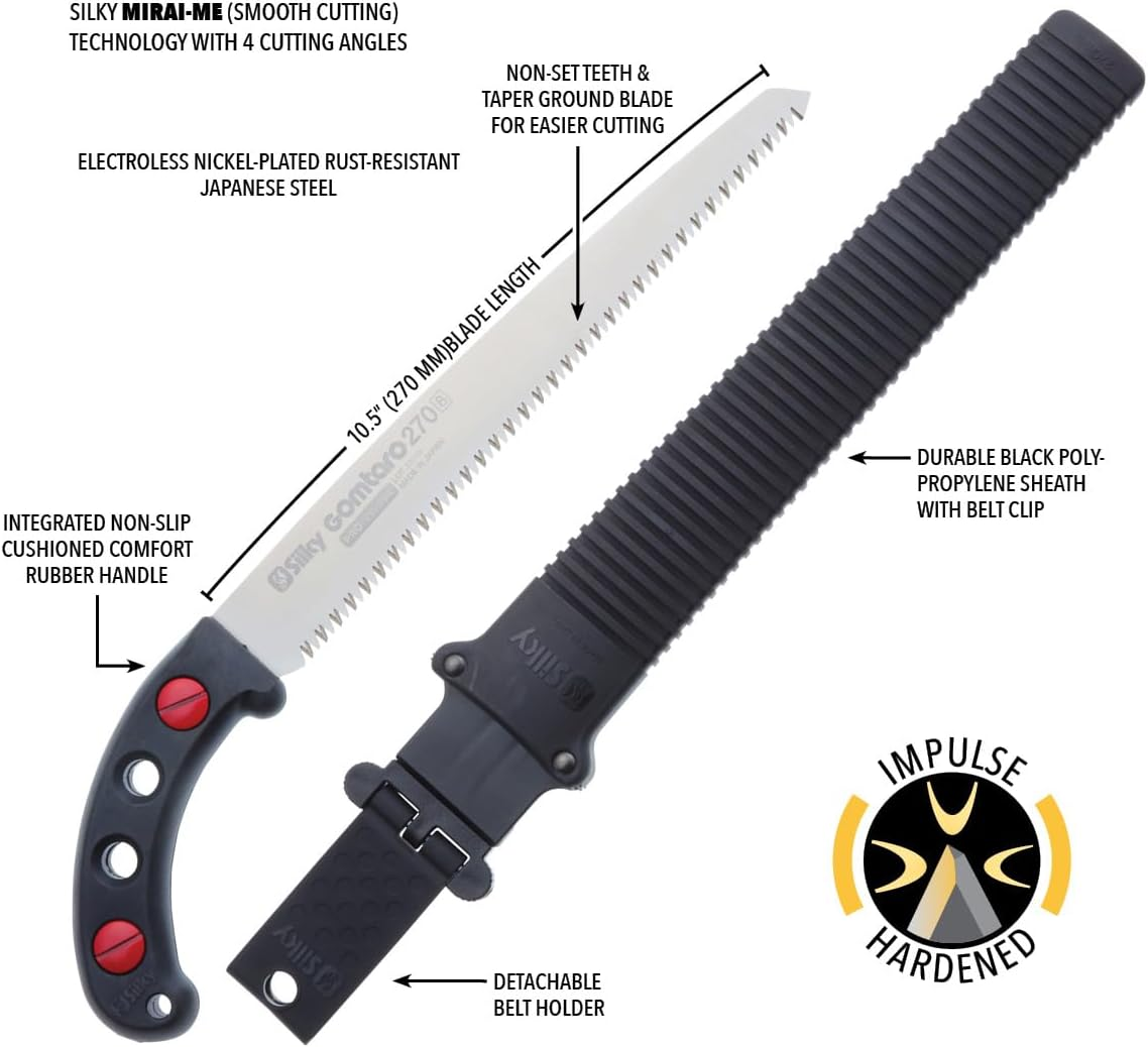 Silky 102-27 Straight Landscaping GOMTARO Professional Series Hand Saw, 10.6-Inch image number 1