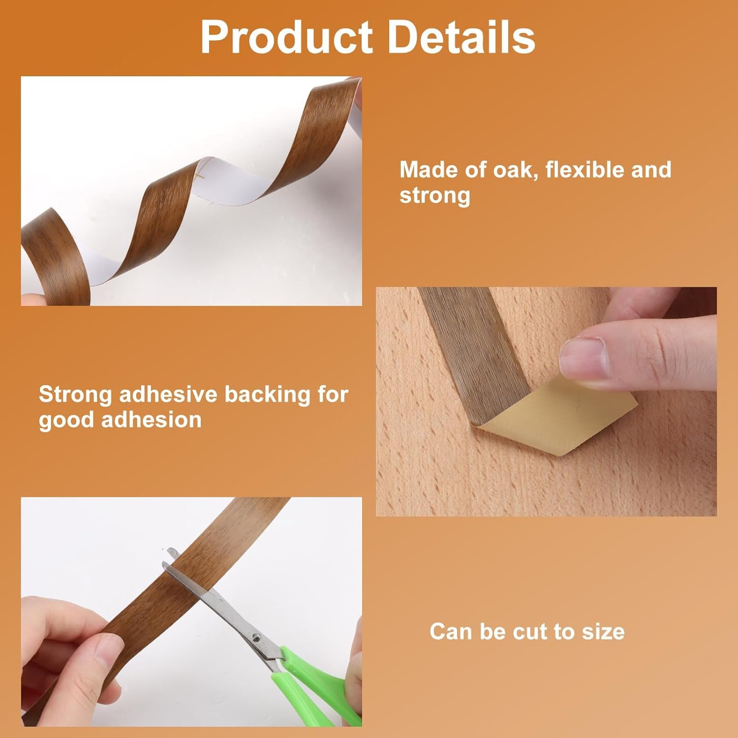 18Mm X 10M Walnut Edging Tape Self-Adhesive Melamine Veneer Edge Banding No Ironing Needed for Worktops Furniture & MDF Panels Heavy Duty Wood Repair Tape 10M Roll Long Brown image number 2