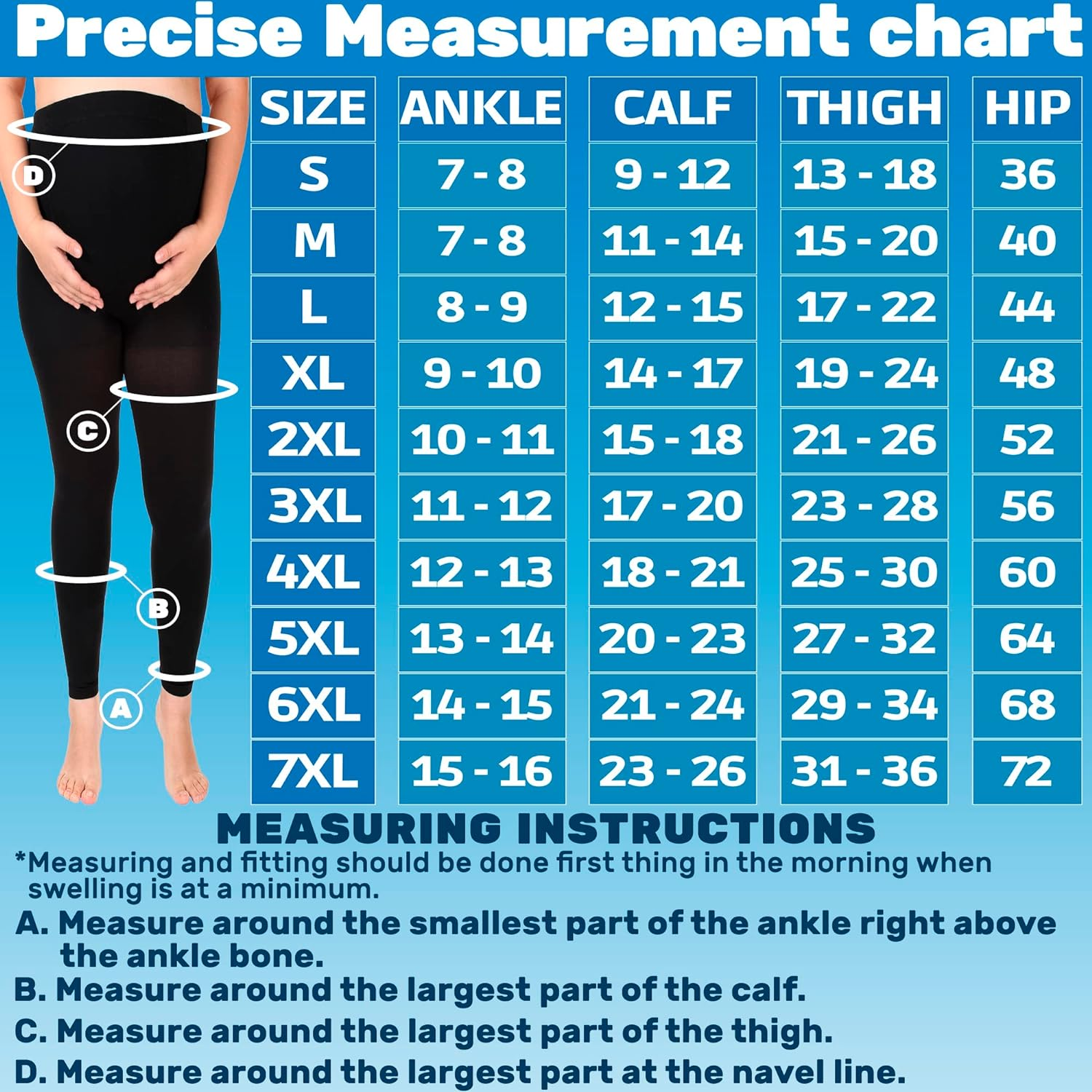 Absolute Support Maternity Compression Leggings Graduated Footless Compression Stockings Tights 20-30 Mmhg Firm Support Small, Black A718Bl1 image number 4