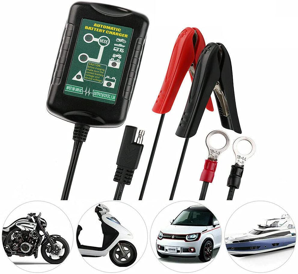 6V 12V 1.5A Car Motorcycle Battery Charger, 7-60Ah, 2-Pin, IP64, Desulfation, Bulk, Absorbtion, Float, Winter Mode, Reverse Polarity Protection image number 5