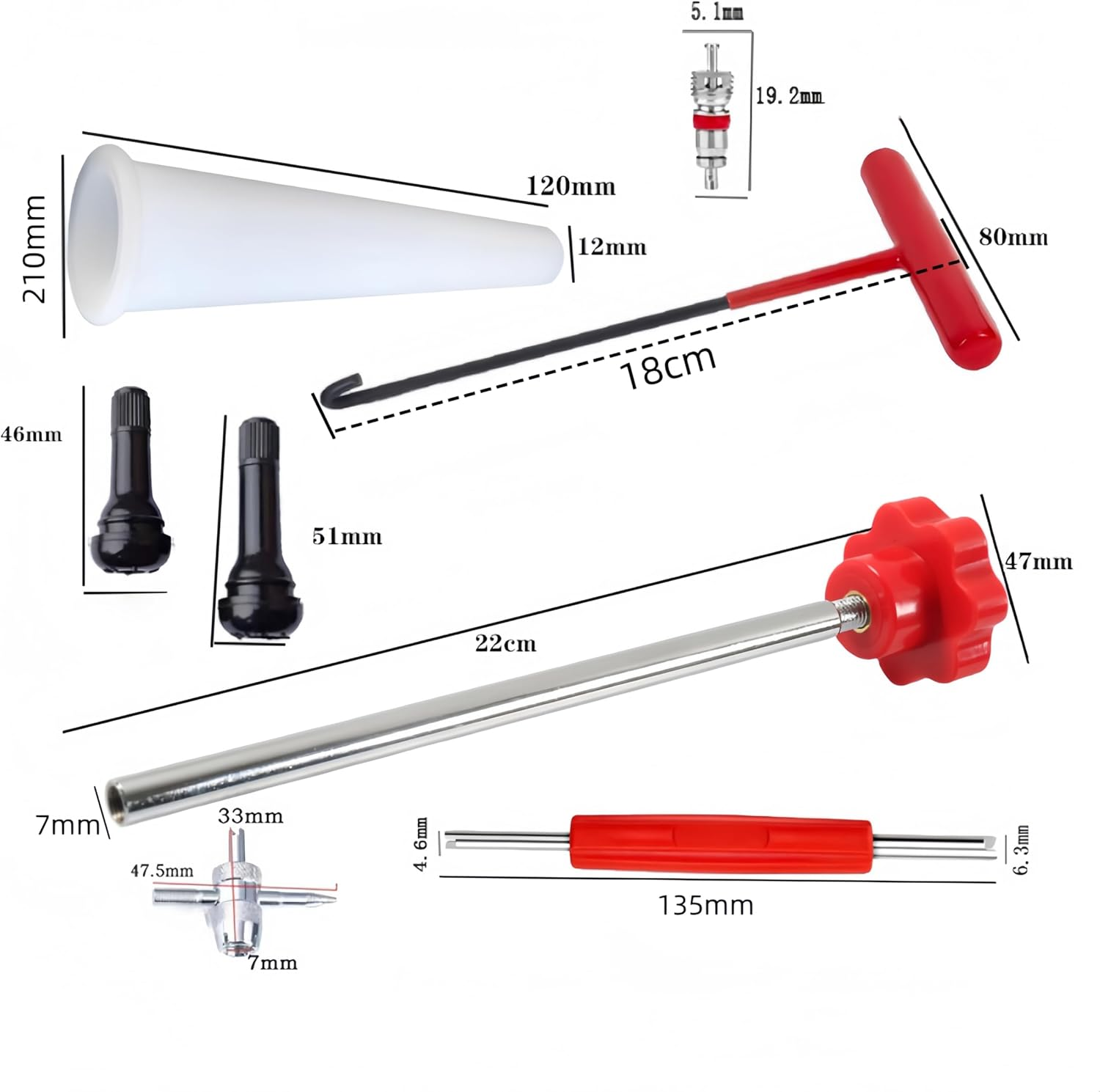 Aknebriax 22Pcs Tire Valve Stem Core Quickly Replacement Tool Kit,Change Tire Valve Tool Kit,Perfect Tool for Replacing Leaky Valves in Cars,Atvs,Trucks,Motorcycles.