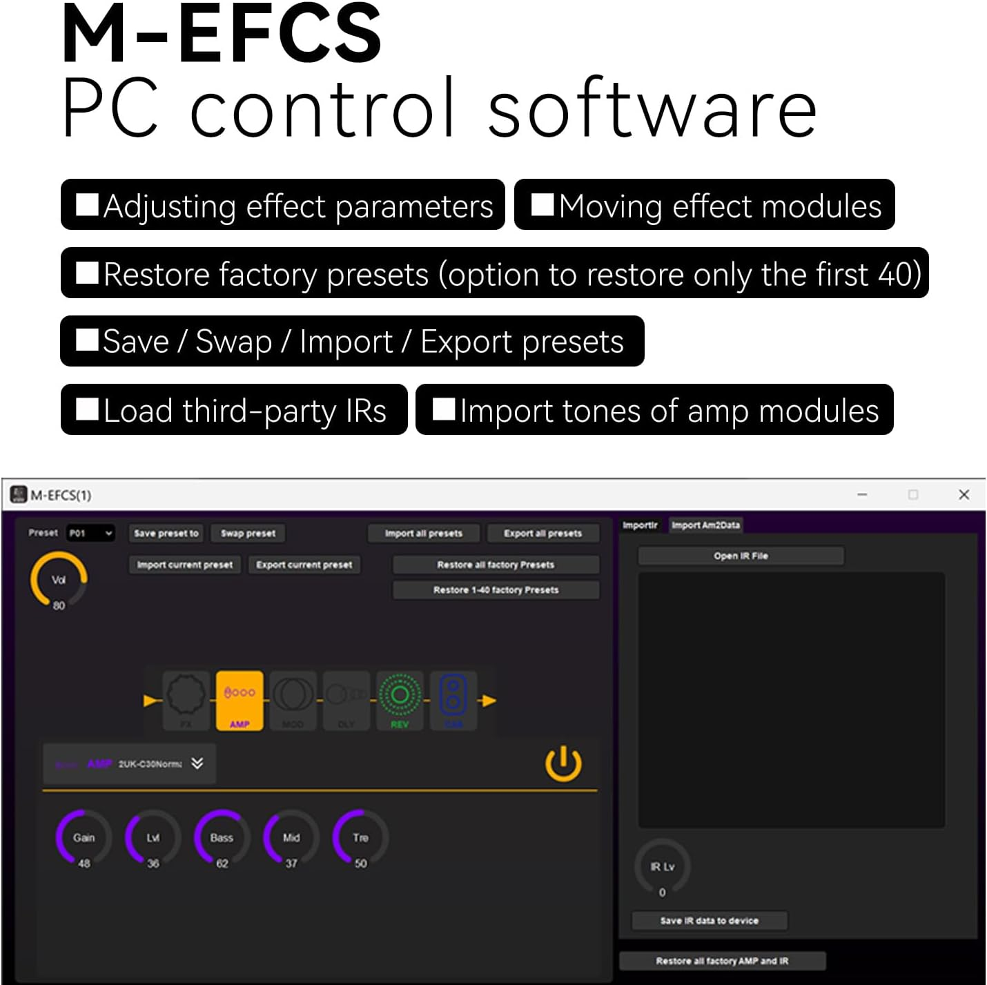 M-VAVE Pedal Box Multi Effects Guitar Pedal Reverb 80 Editable Preset ANN Audio Delay Boost Effector Black Box with 6 Effect Modules AMP CAB with APP Create Paremeters Sampling Studio image number 3