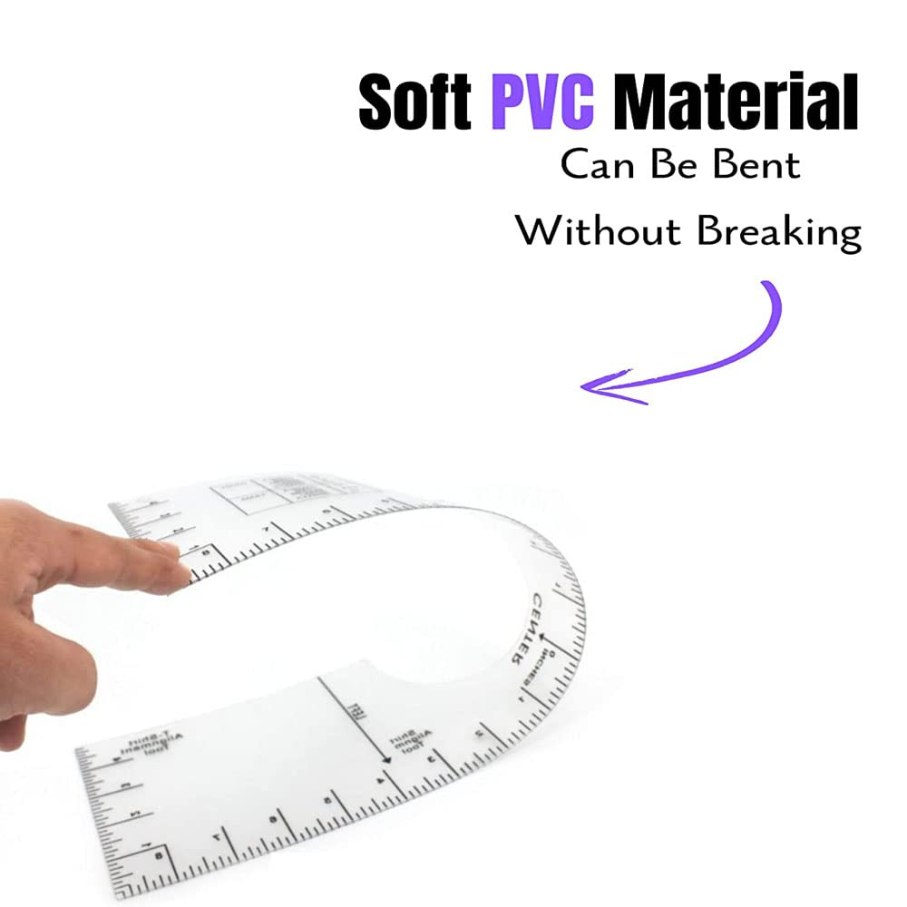 5Pcs T-Shirt Ruler Guide Kit,T-Shirt Alignment Guide Tool Tee T-Shirt Measurement Guide Centering Tools for Vinyl Placement, Adult Youth Toddler Infant Measuring Rule Guiding Design image number 1