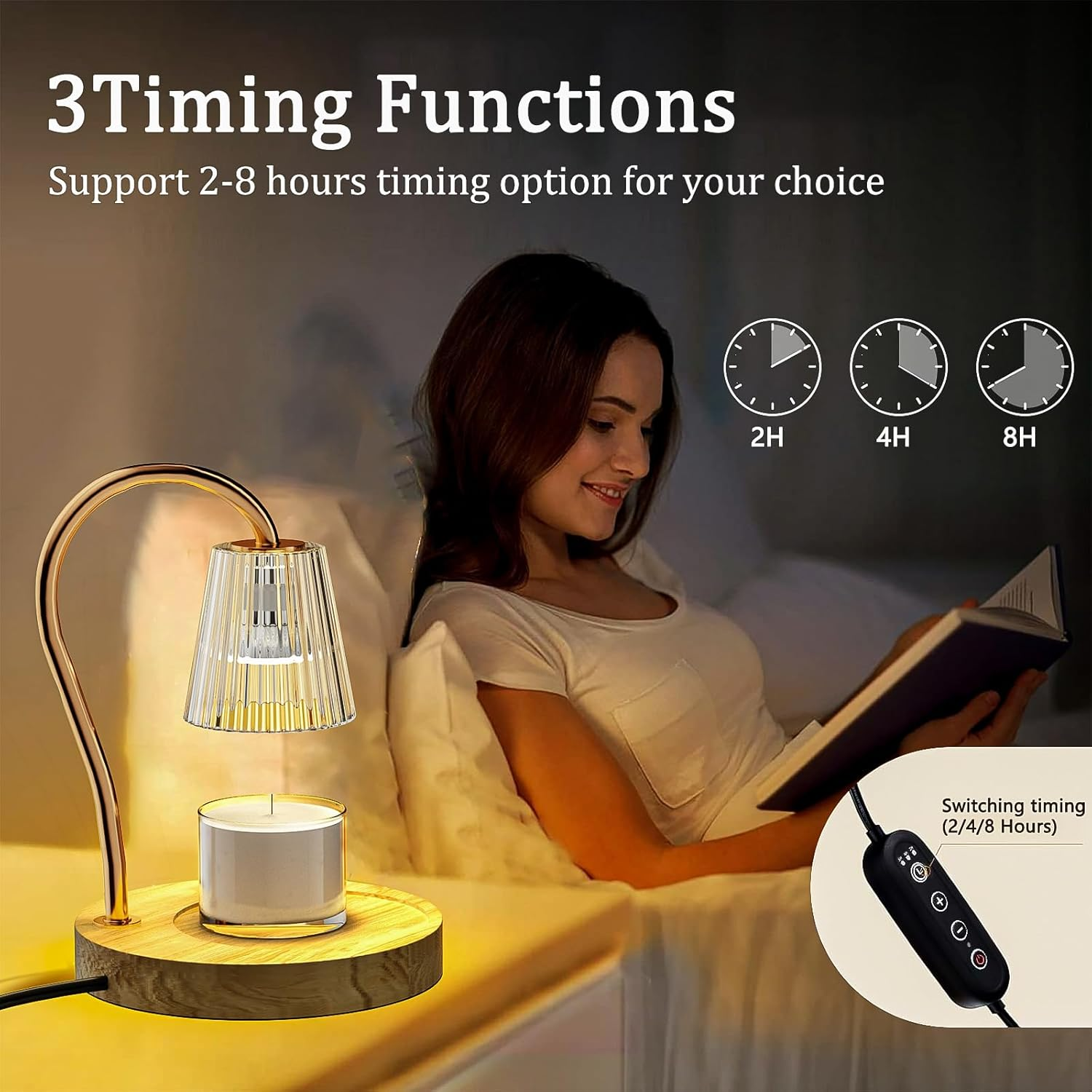 Candle Warmer Lamp, Electric Candle Lamp Warmer, Gifts for Mom, House Warming Gifts New Home Bedroom Decor Dimmable Wax Melt Warmer for Scented Wax with 2 Bulbs, Jar Candles image number 2