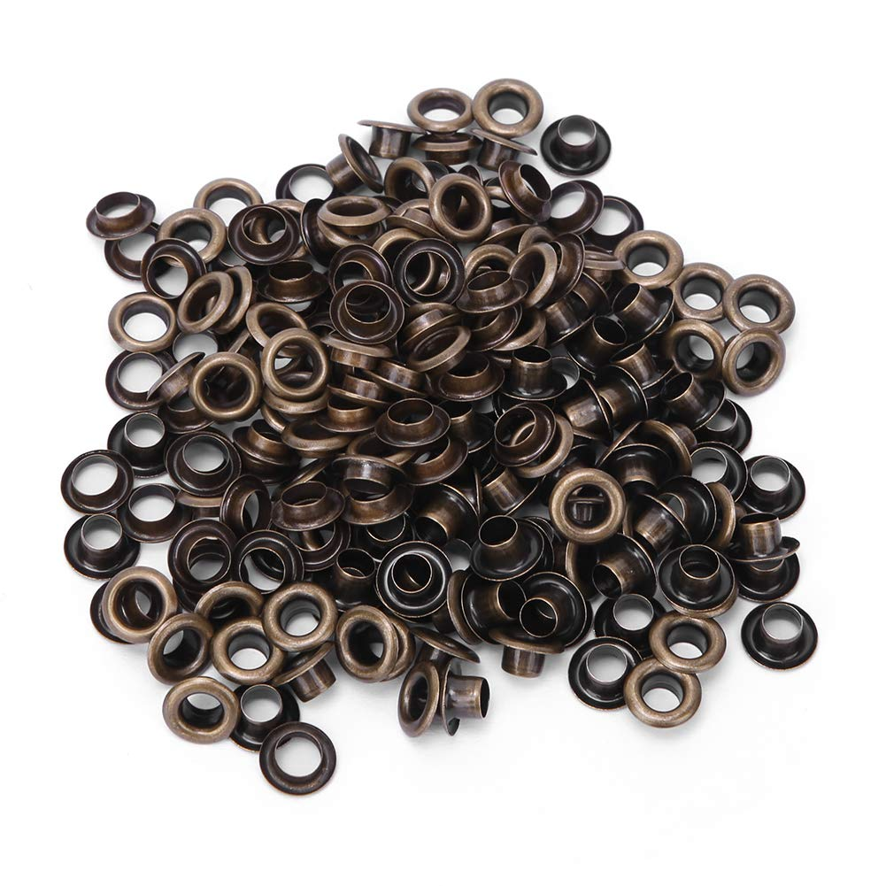 AKLOSIPY 100Pcs 5Mm Brass Double-Sided Eyelets for Leather Craft, Shoes, Belts &ndash; Silver Gray Grommets, Premium Metal Hardware (Bronze)