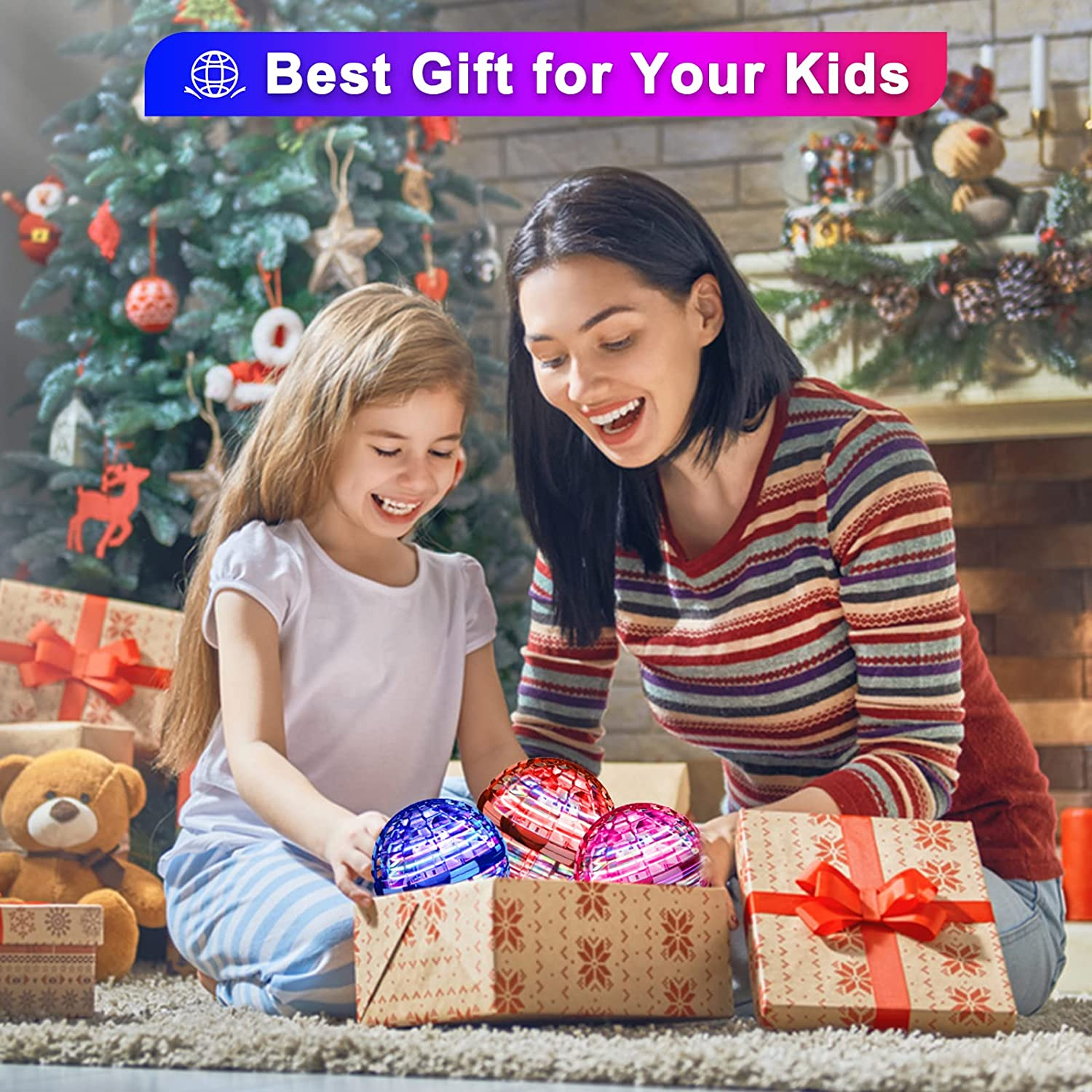 Flying Ball Toys - Magic Orb Hover Ball, Hand Controlled Flying Spinner Mini Drone, 360&deg; Rotating Floating Boomerang Ball with Built-In RGB LED Lights, Cool Flying Toy for Kids Indoor & Outdoor Fun image number 3