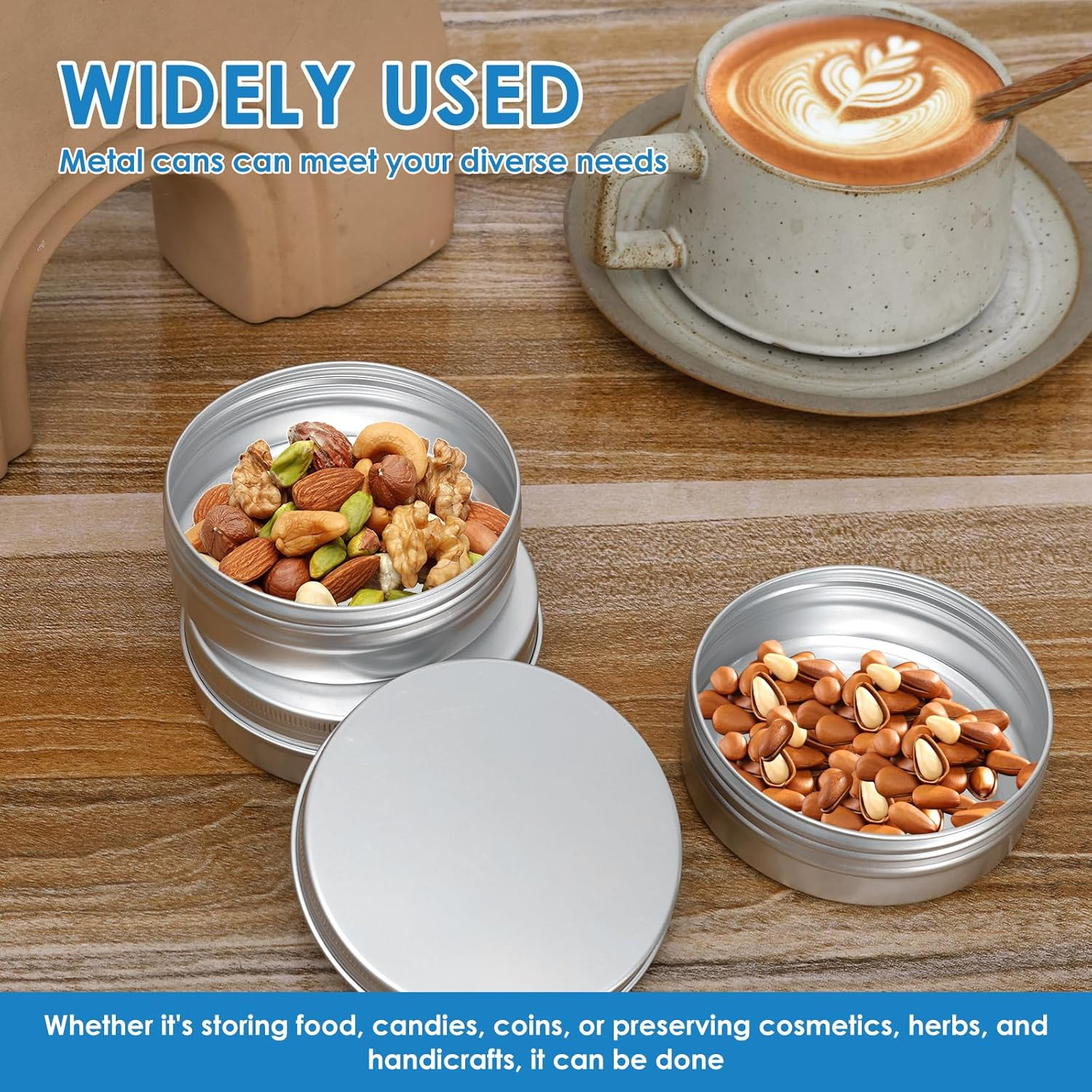 Awobepl 50 Pack 100Ml Aluminum Tin Jars with Airtight Screw Lids - Food Grade Reusable Containers for Cosmetics, Candies, Crafts & Coins image number 3