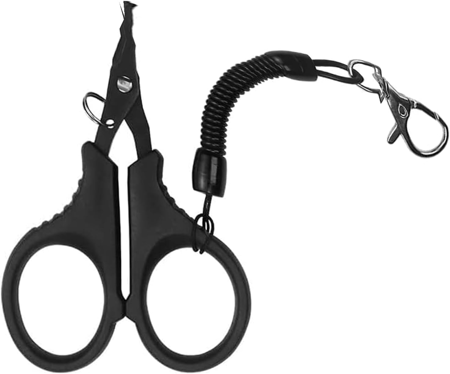 Fokmuaex 1Pcs Stainless Steel Fishing Scissors &ndash; Black Titanium Coated Braided Line Cutter with Hook & Retractable Lanyard image number 2