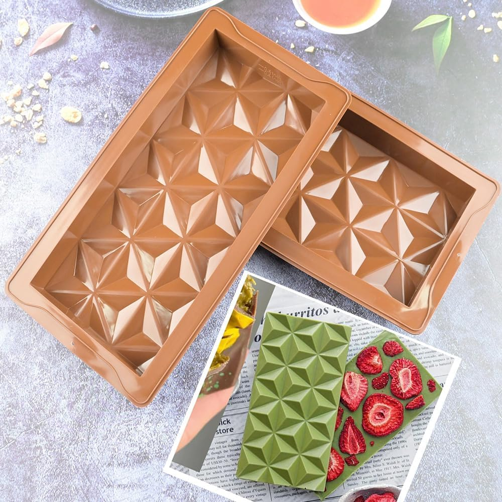 Generic Kithonrs 2 Pack Chocolate Moulds, Large and Thick Silicone Chocolate Bar Molds, Rectangular Prism Shape image number 2