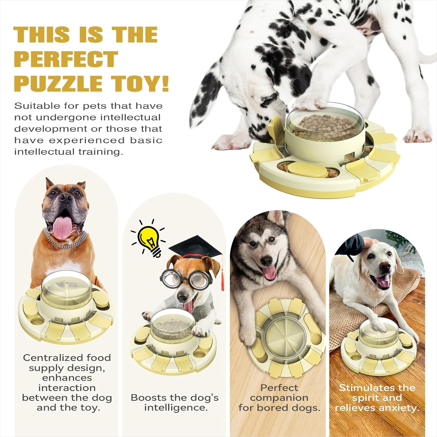 KADTC Dog Puzzle Toys W/Button Mind Games Level 2 in 1 Food Dispenser Slow Feeder Treat Puzzles Puppy Mental Stimulation Game Interactive Keep Them Busy Boredom Buster for Small/Medium/Large Dogs AU