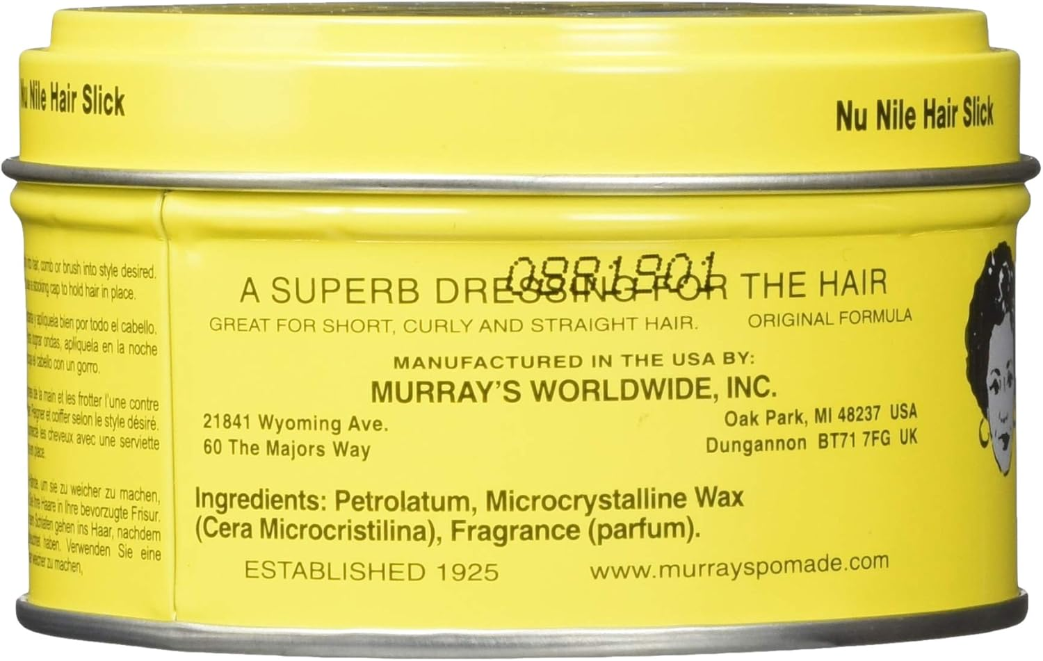 Murrays Nu Nile Hair Slick Dressing Pomade 3 Oz. Jar image number 1