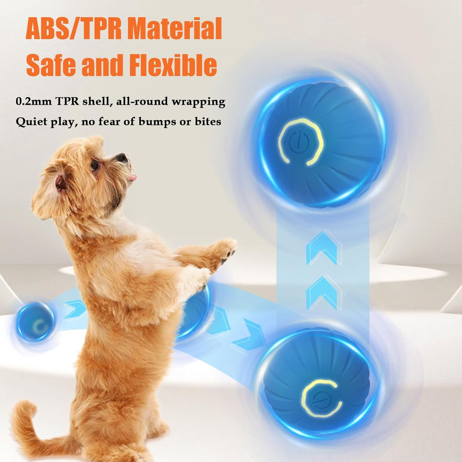 Interactive Dog Toy Ball, New Vibrating Dog Ball, Automatic Moving Dog Balls, Dog Chasing ＆ Herding Ball, Dog Toys for Boredom Interactive, Rechargeable Dog Ball Toys for Indoor Cats, Dogs (Orange) - Orange image number 2