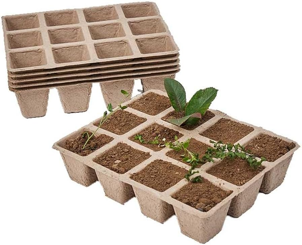 50 PCS 12 Grids Seed Trays,Cells Biodegradable Peat Pots Seedling Germination Trays,Peat Pots Seedling Pots Biodegradable,Pulp Germination Trays,Biodegradable Peat Pots for Seedling image number 6