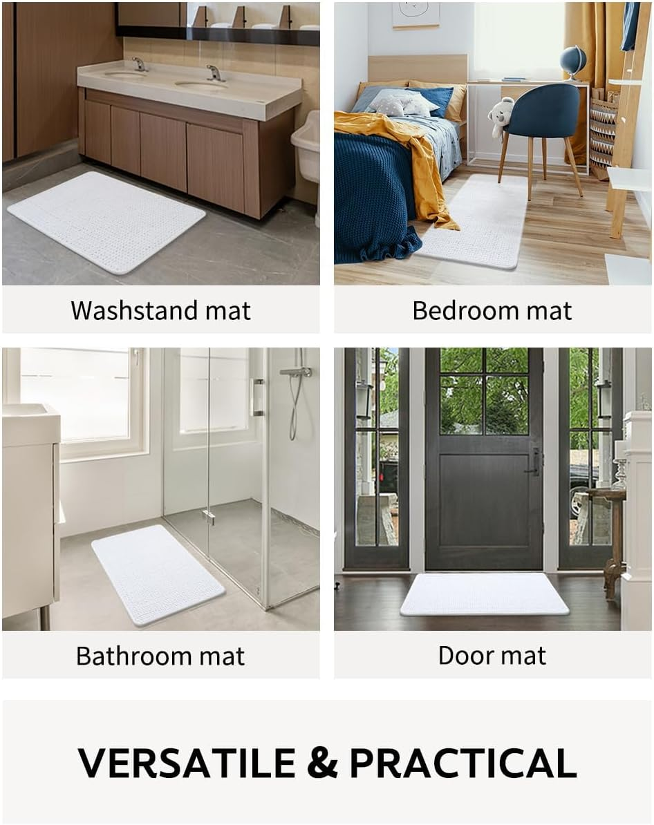 YUTA Chenille Bathroom Mat Rubber Backing Bathroom Rugs Non Slip-Super Absorbent Bath Mats for Bathroom Floor, Shower, Sink, Vanity, 60X90Cm White image number 4