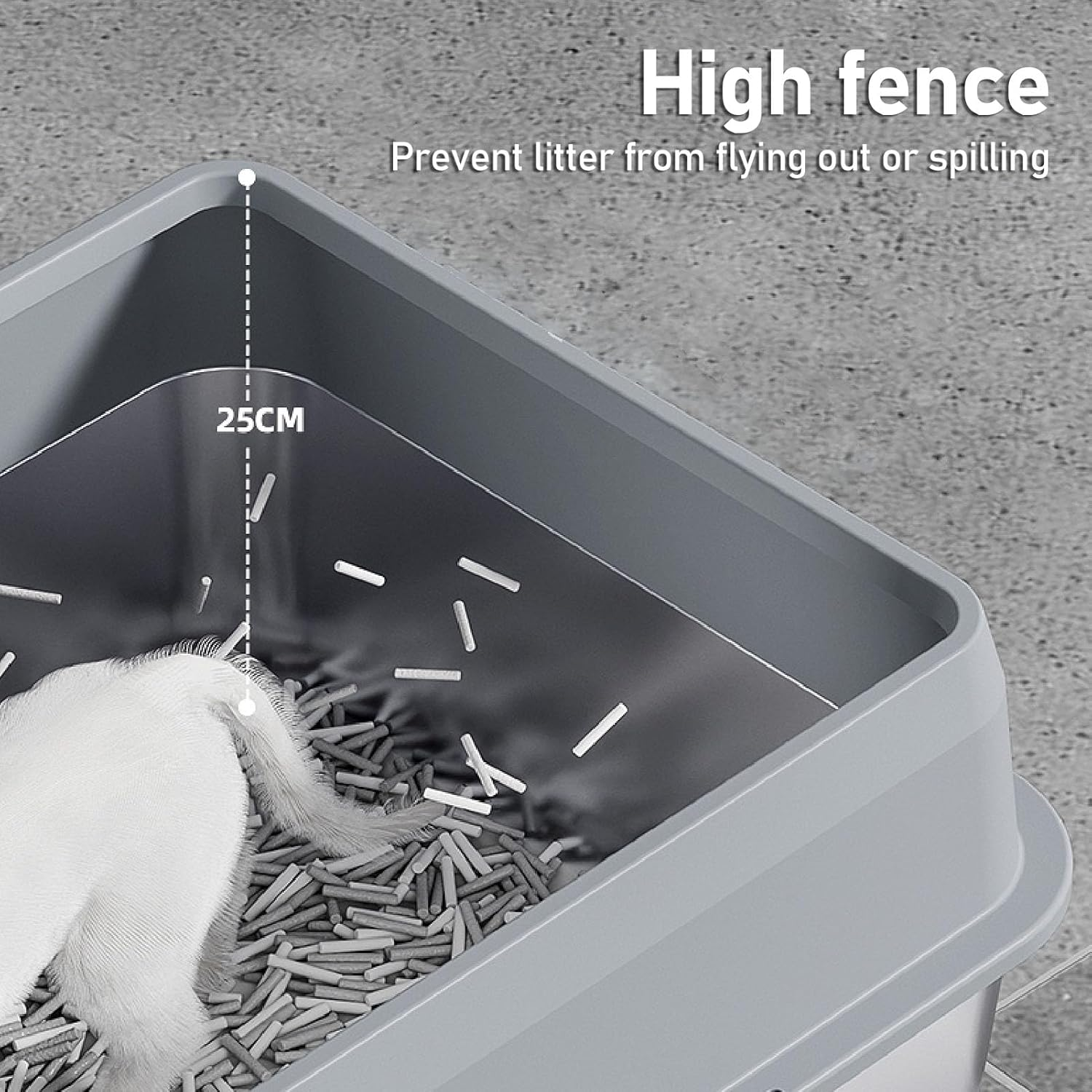 Stainless Steel Cat Litter Box with High Side, Non Rusting anti Stick Easy to Cleanup Enclosed Keep Odor inside anti Leakage Pet Litter Tray for Indoor Big Cats Supplies (Small) image number 4