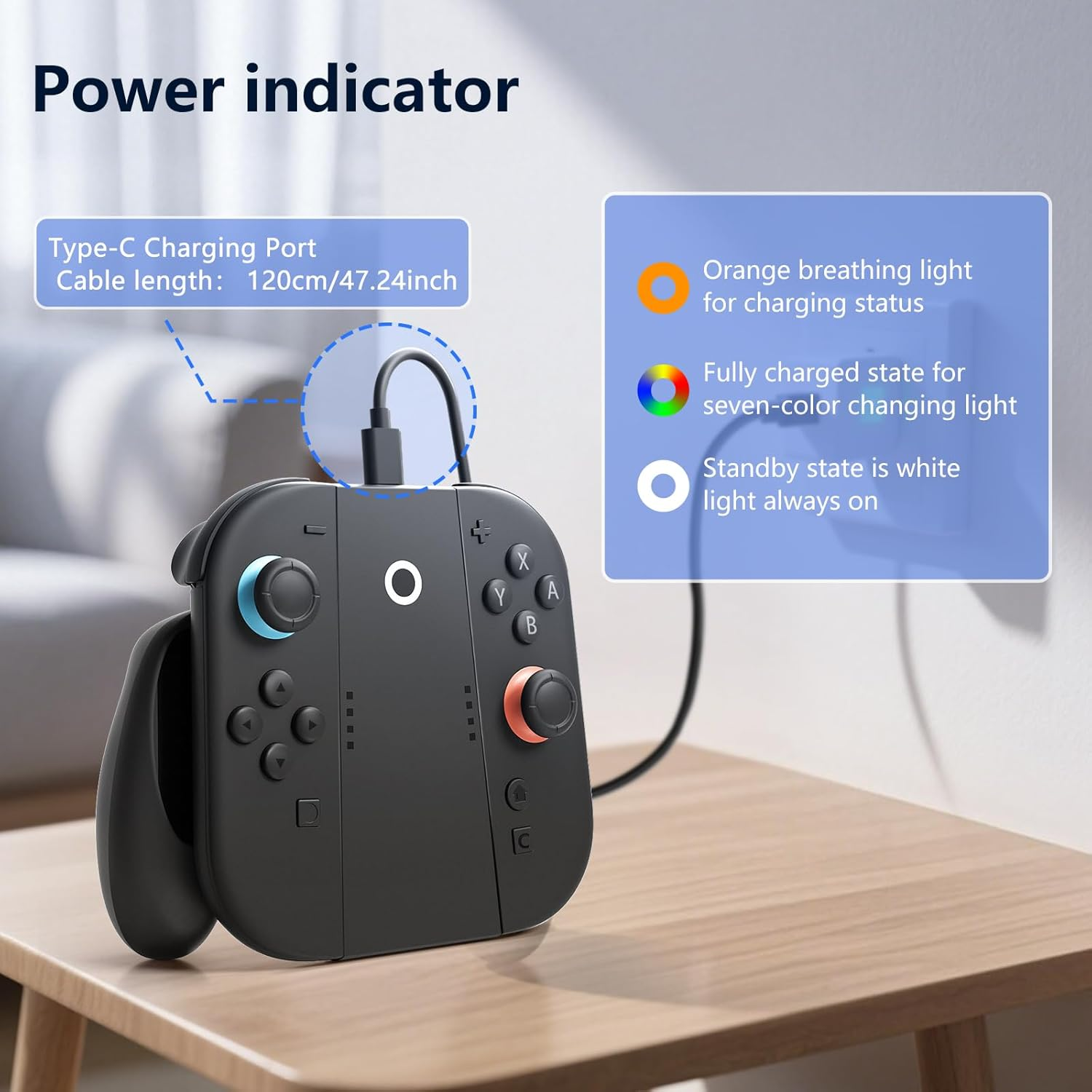 Cloudvalley Charging Grip Stand for Nintendo Switch 2 2025 | Play While Charging, Portable Controller Charger with 3.3Ft USB-C Cable | Ergonomic Handle Grip for Joy Con image number 4