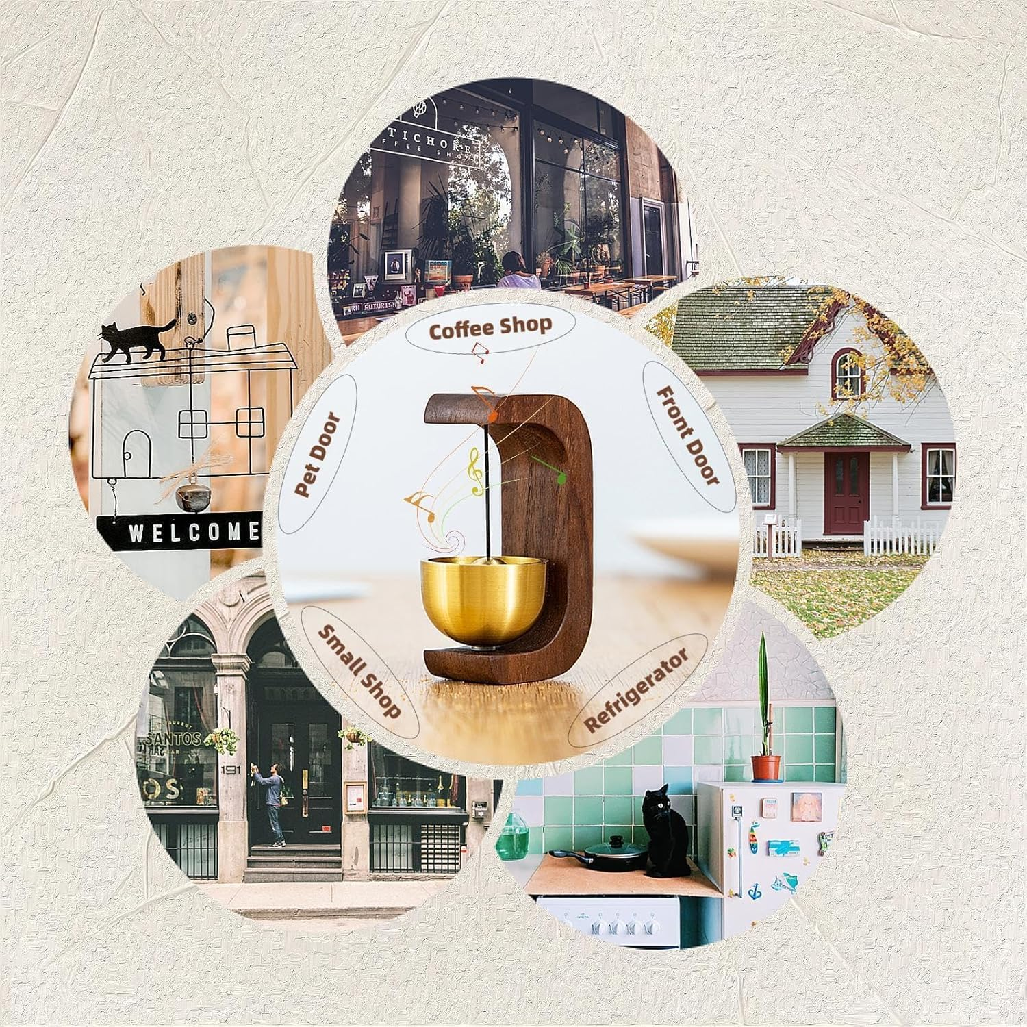 2PCS Shopkeepers Bell for Door Opening, Magnetic Wood Doorbell Wind Chime for Commercial Entry, Easy Install with Double-Sided Tape Doorbell,Compact Wood Style Bass Cute Reminder for Shop and Home image number 6