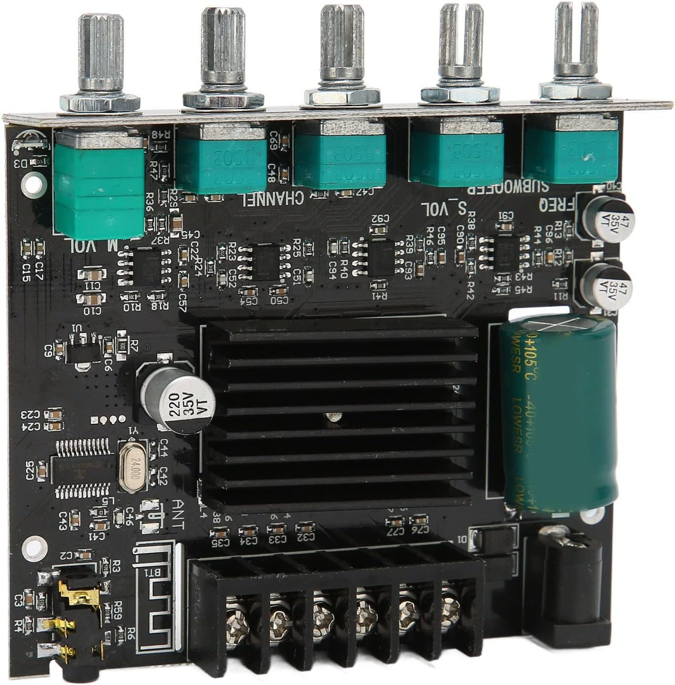 ZK-MT21 2.1 Channel Bluetooth Subwoofer Amplifier Board, 50Wx2+100W DC12-24V, Bluetooth and AUX Input, with Treble and Bass Control, for DIY Bluetooth Speaker