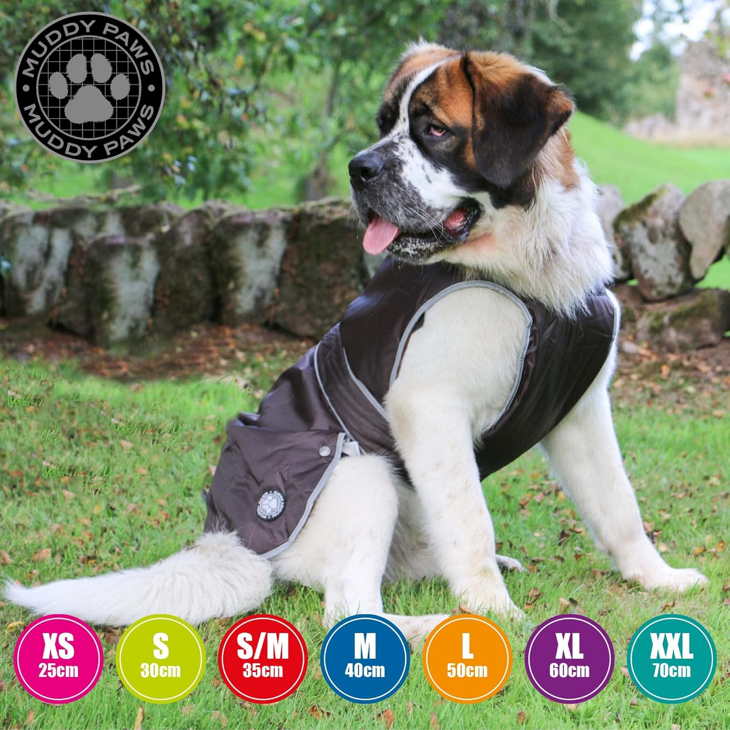 Ancol Muddy Paws All Weather Stormguard Dog Puppy Coat Black - Waterproof Pet Jacket with Fleece Lining and Chest Protector - Elasticated Neck and Leg Straps - 40 Cm Length up to 65 Cm Girth - Medium image number 2