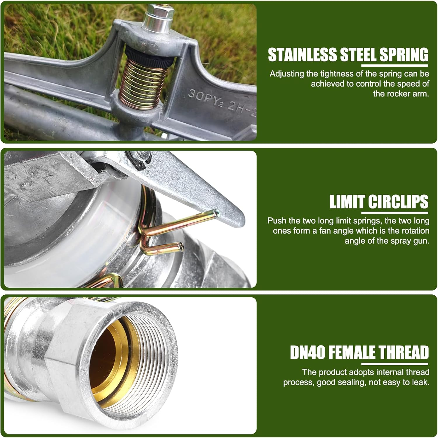 EVTSCAN 1.5In DN40 High Pressure Impact Rain Gun Sprinkler, with Dual Nozzle, Adjustable 360 Degree Automatic Rotating, for Covering Large Areas, Agriculture Field Crop Irrigation