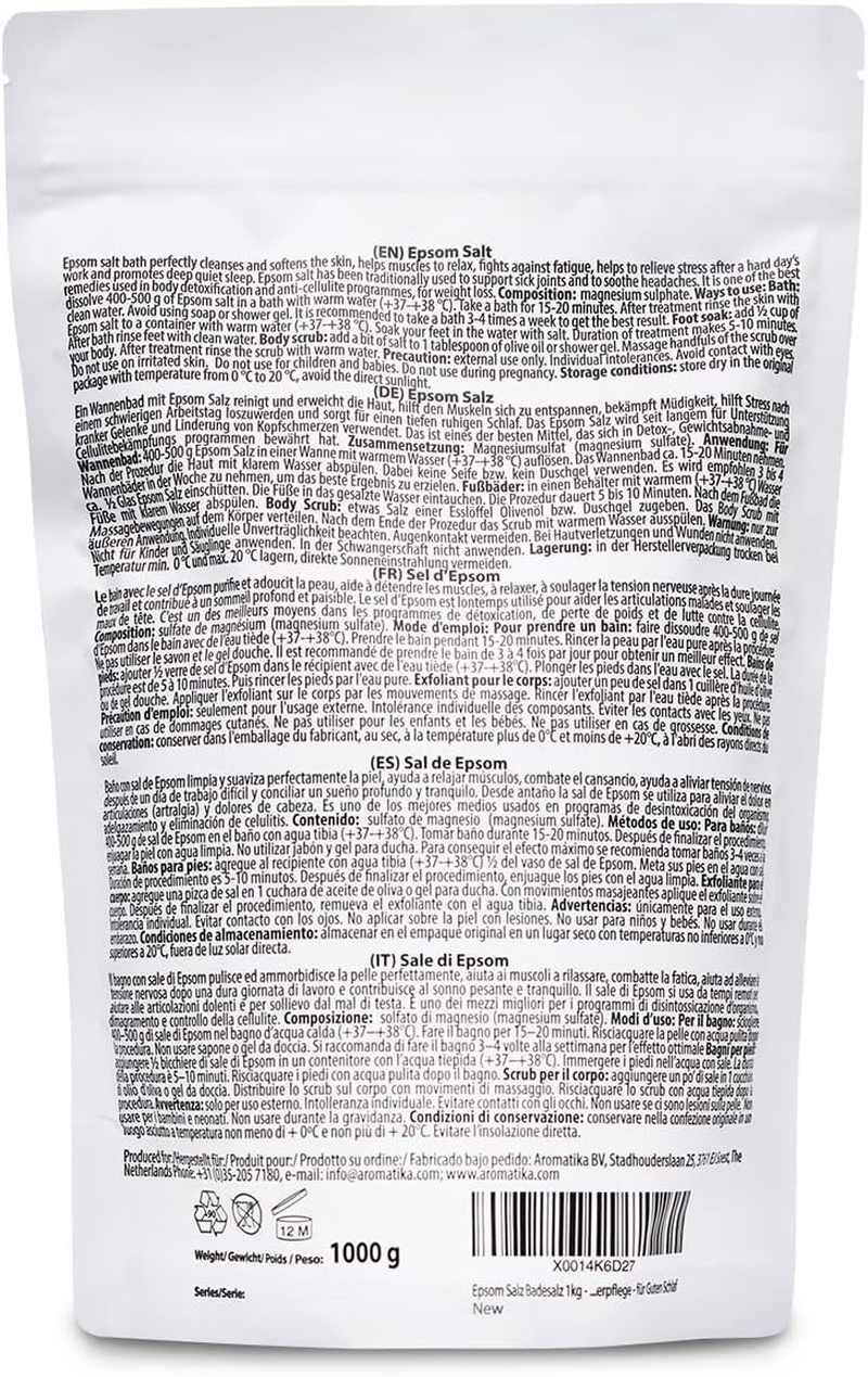 Epsom Salt Bath 1Kg - English Sea Salts for Soak - Relaxing - Good Sleep - Concentrated Magnesium Sulphate - Pure Epsom Salt - Muscle Relaxation and Skin Care image number 6
