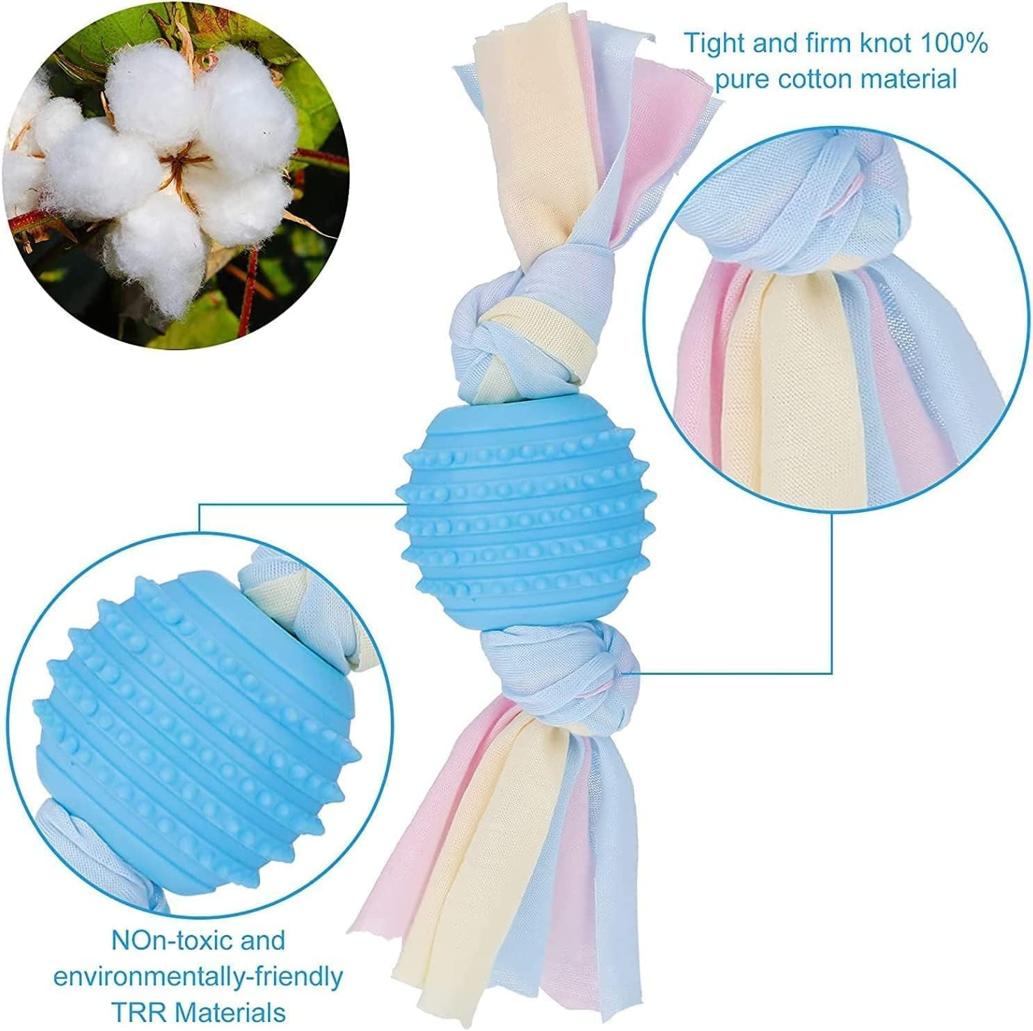 Puppy Teething Chew Toys for Small Dog Toys, Puppy Teething Rings Rubber Interactive Chewers Relieve Itching Treat Ball Bone Clean Teeth Toy 4 Pack image number 4