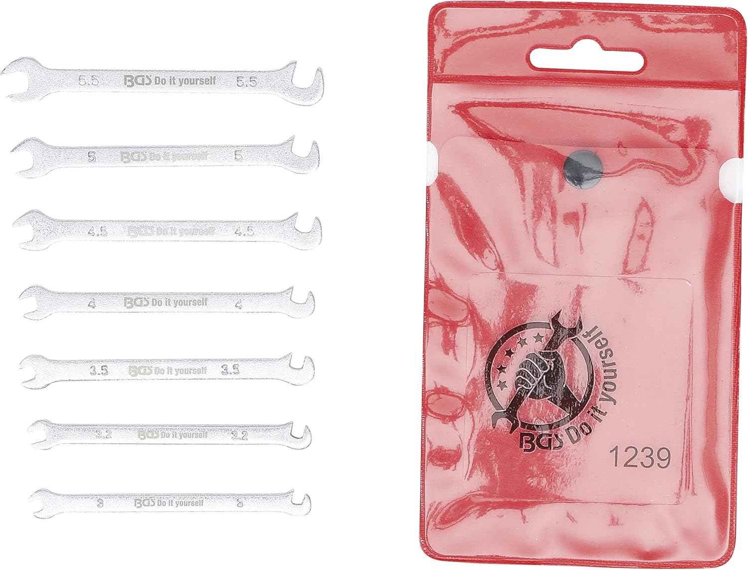 BGS Diy 1239 | Double Open End Spanner Set | Mini Version | 3-5.5 Mm | 7 Pcs. image number 2