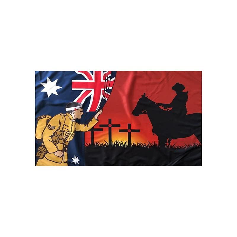 AIMALL Lest We Forget Flag 5X3Ft Australian War Horse ANZAC Day Remembrance Flag &ndash; 150X90Cm Durable Polyester Banner with Eyelets for Memorial Events Outdoor Display image number 5