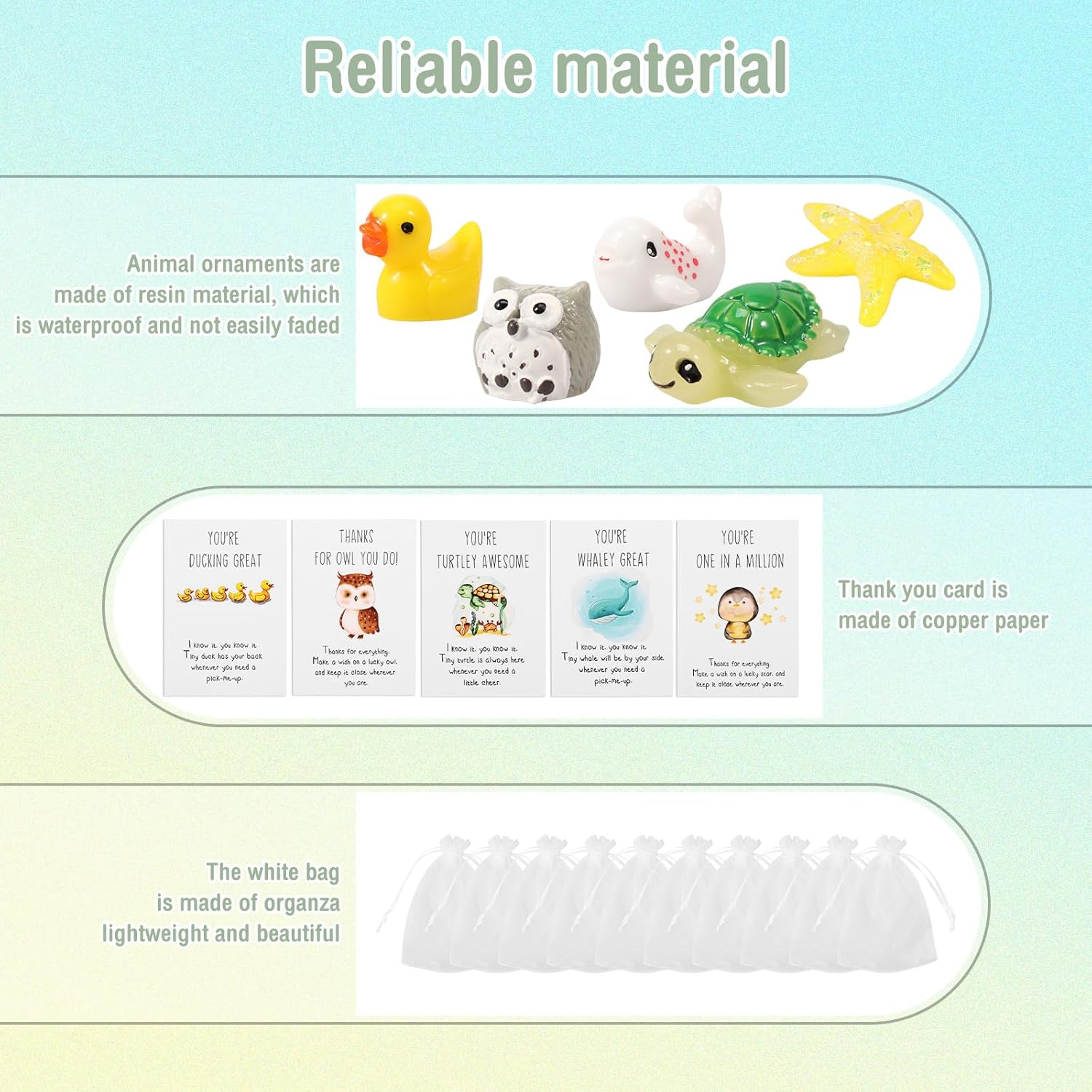 Awobepl Inspirational Appreciation Resin Animal Present,Waterproof Versatile Office Animal Ornament Favor,Pun Motivational Note Cardsfor Employee Coworker Teacher (Style 1)