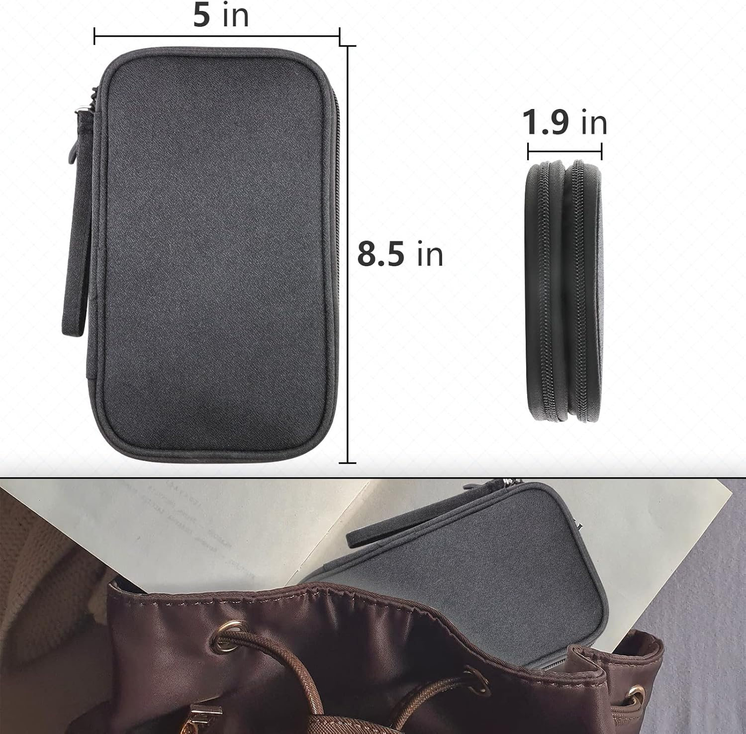 Teskyer Cable Organizer Bag, Portable Travel Cord Organizer Case, All in One Waterproof Electronics Accessories Storage Bag for Cables, Chargers, Earphones, Hard Drives, Power Bank, 8.5 X 5 Inch image number 4