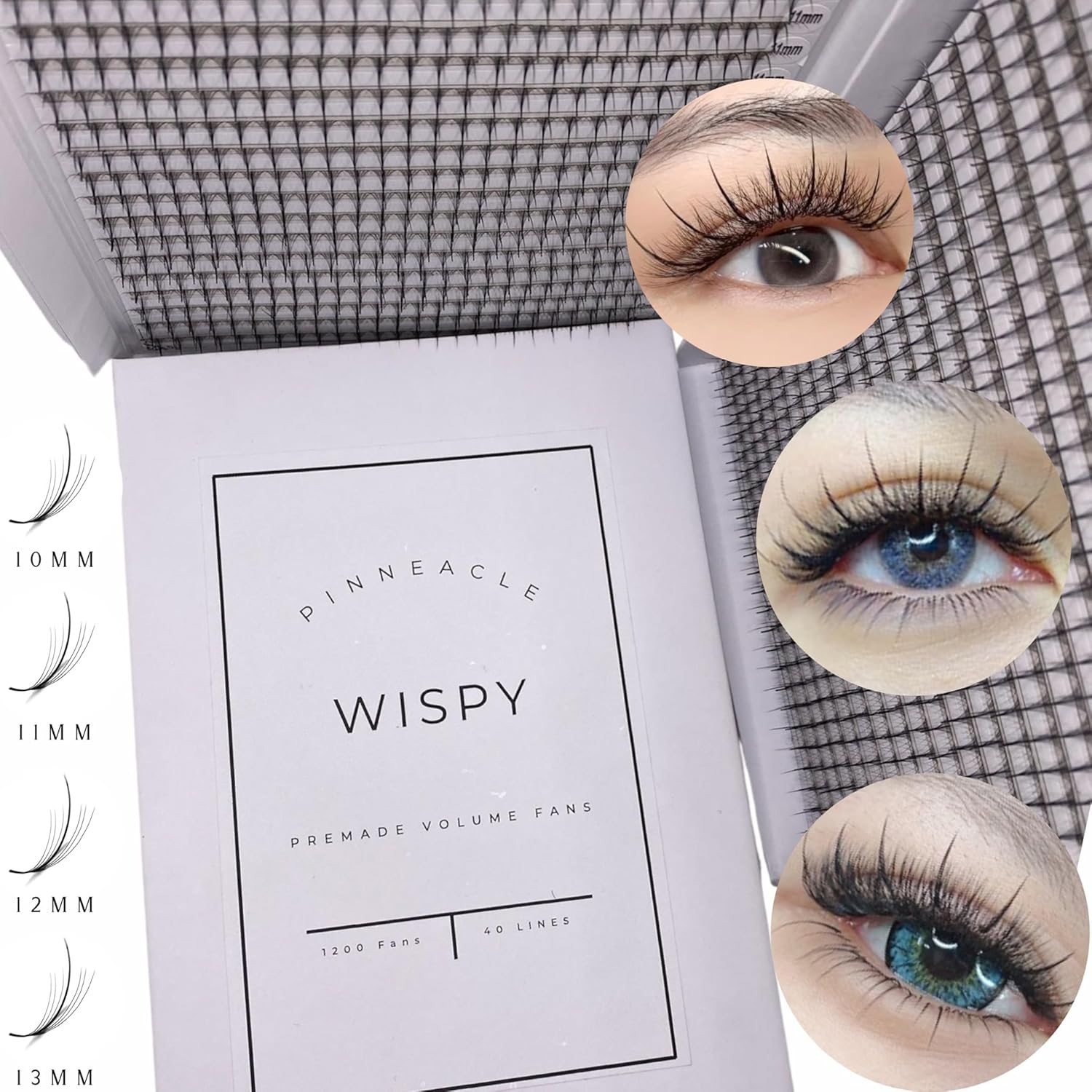 Promade Volume Fans | 1200 Fans | Premium Handmade Lashes for Professional Eyelash Extensions | Volume & Wispy Premade Fans | XXL Box - 40 Lines - 0.07 - C,CC,D,L,M Curl (Wispy 5D| D Curl | 10-13Mm) image number 6