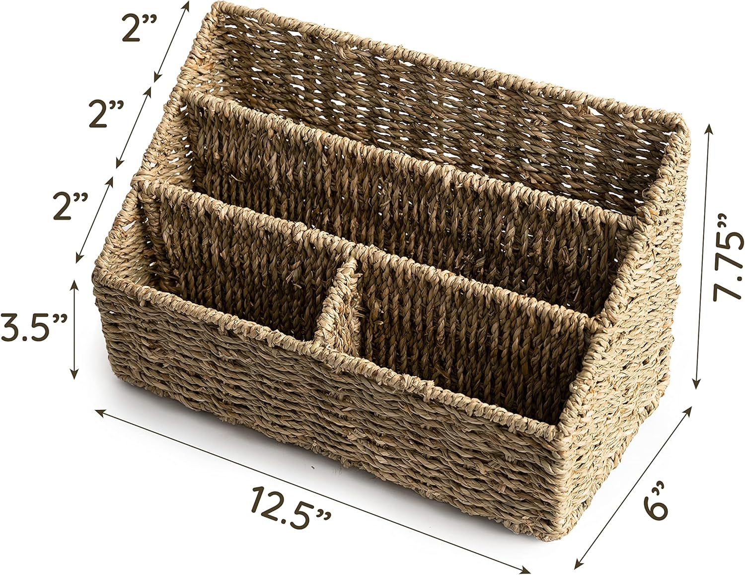 KOLWOVEN Magazine Display Holder- Mail Organizer Countertop- Mail Holder L Bill Sorter Organizer for Desk and Home Boho Rack Storage Organizer image number 2