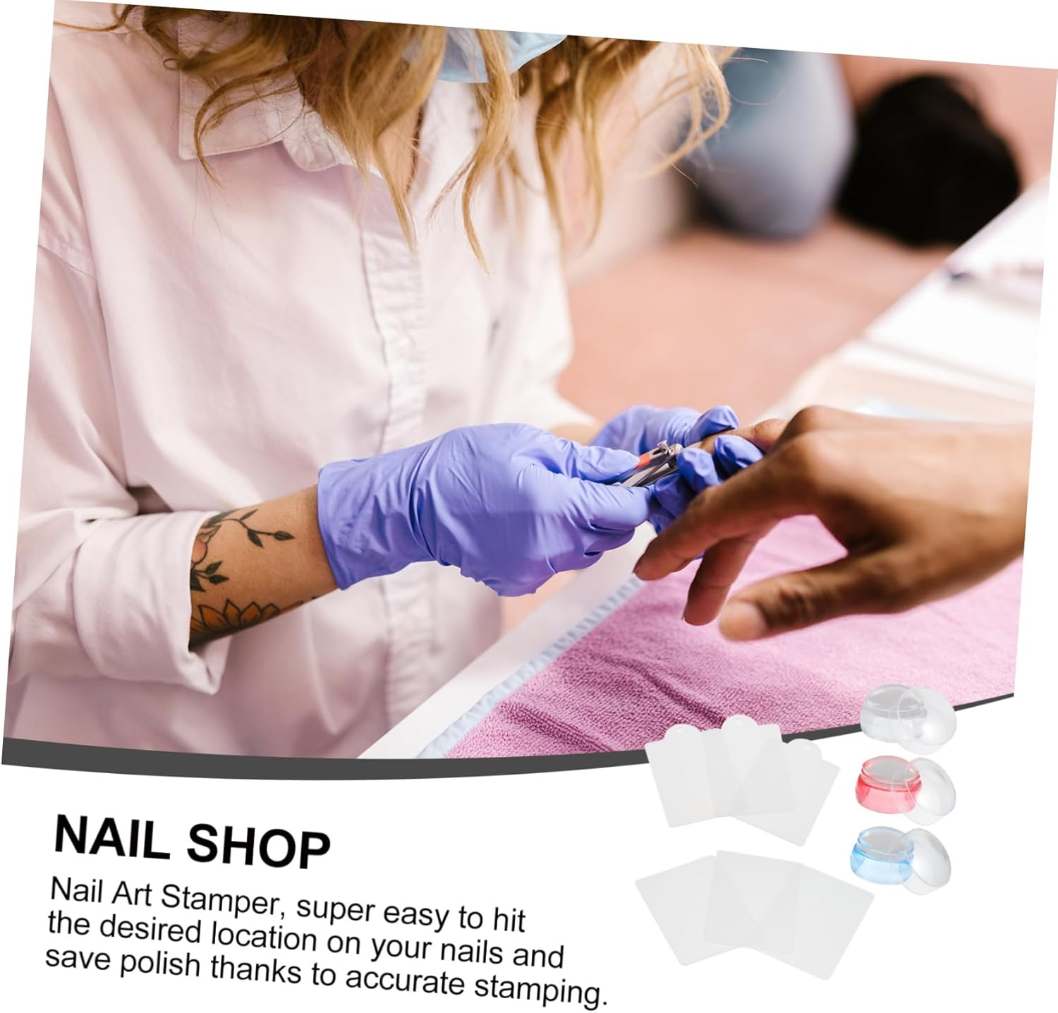 TOVINANNA 3Sets Nail Art Stamping Plates French Manicure Templates Nail Stencils Tools DIY Manicure Kit image number 6