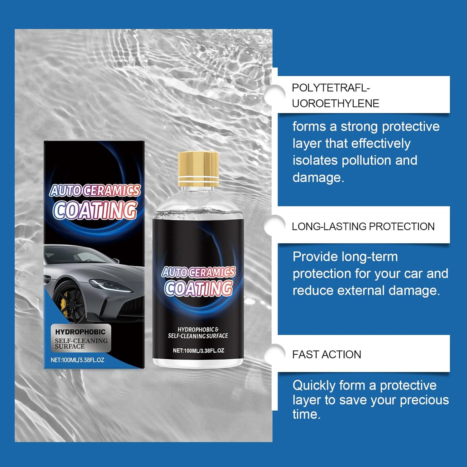 Automotive Ceramic Coating,100Ml Long-Lasting Automotive Paint Polish | High Gloss Car Coating Agent | for Truck Owners Enthusiasts Detailing Professionals DIY Detailers Garage Motorcycle RV SUV image number 5