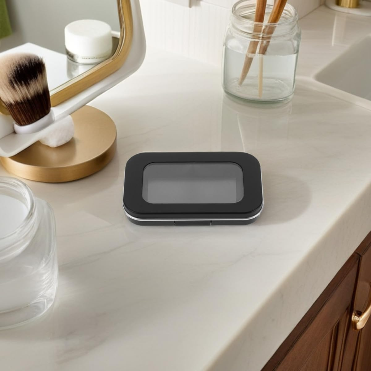 BIUDECO 2Pcs Portable Magnetic Eyeshadow and Blush Palette with Mirror Small Empty Makeup Depotting Container Travel Powder Storage Box for Daily Use image number 5