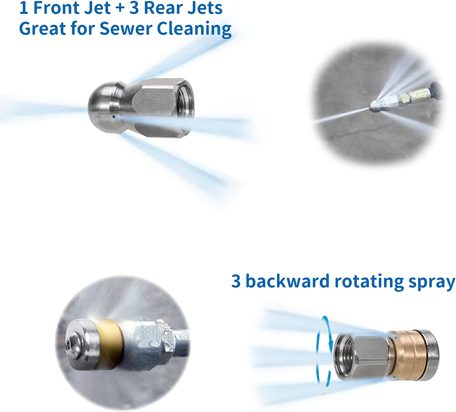 10M High Pressure Washer Drain 3000 Psi/180Bar Hose Cleaning Kit Sewer Jetter Kit for Karcher K2-K7 Series & Bosch AQT Household Use Pressure Washer&hellip; image number 3