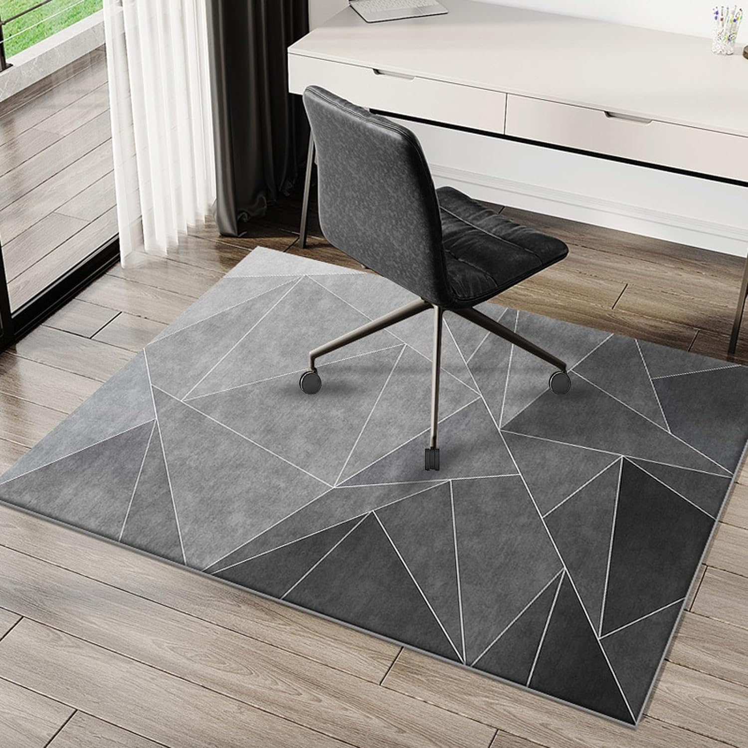 Office Chair Mat for Hardwood Floors, 120X100Cm Anti-Slip Desk Chair Mat, Highly Quality Computer Chair Mat for Rolling Chair, Multi-Purpose Floor Protector for Home Office-Blackgold
