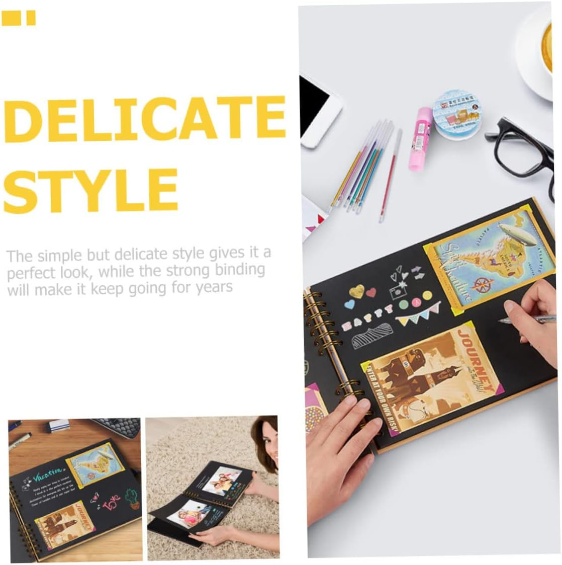 Yardenfun Portable Diy Photo Album Scrapbook for Travelling Blank Pages Picture Holder for Boys and Girls Creative image number 1