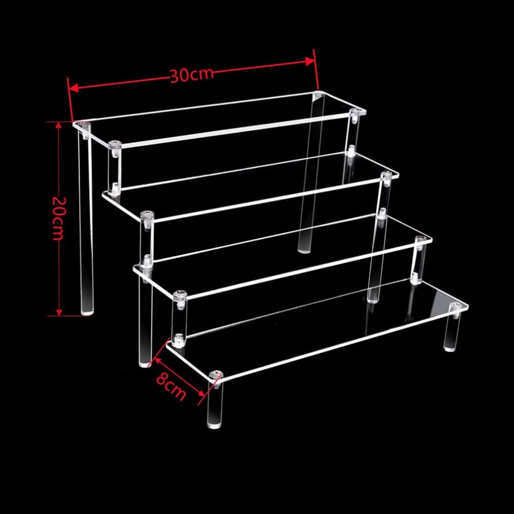 4 Tier Acrylic Riser Display Stand, 30*8 Cm Clear Acrylic Display Riser Cupcake Stand Pop Figure Display Steps for Decoration and Organiser,Perfume Makeup Dessert Display Risers Steps image number 2
