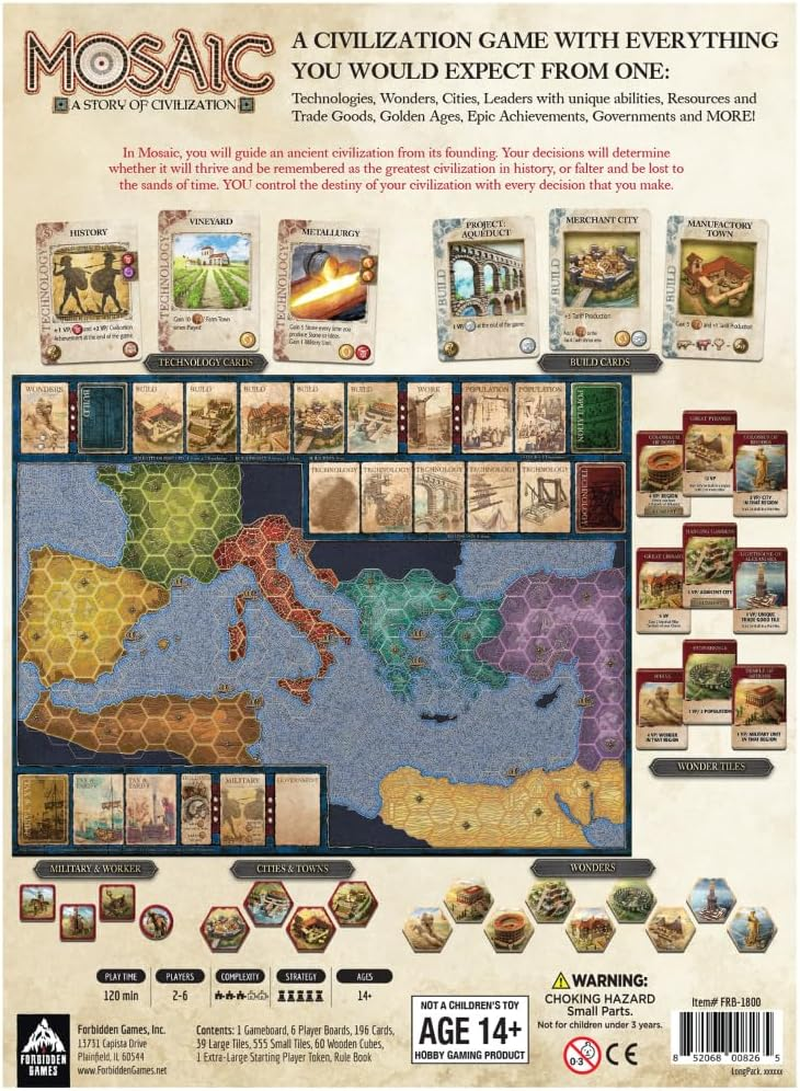 Mosaic: a Story of Civilization - Strategy Board Game for Adults and Family | Fast, Fun, Action-Selection and Area Control Game | 2-6 Players | Ages 14 and up | 120 Minutes | by Forbidden Games image number 6