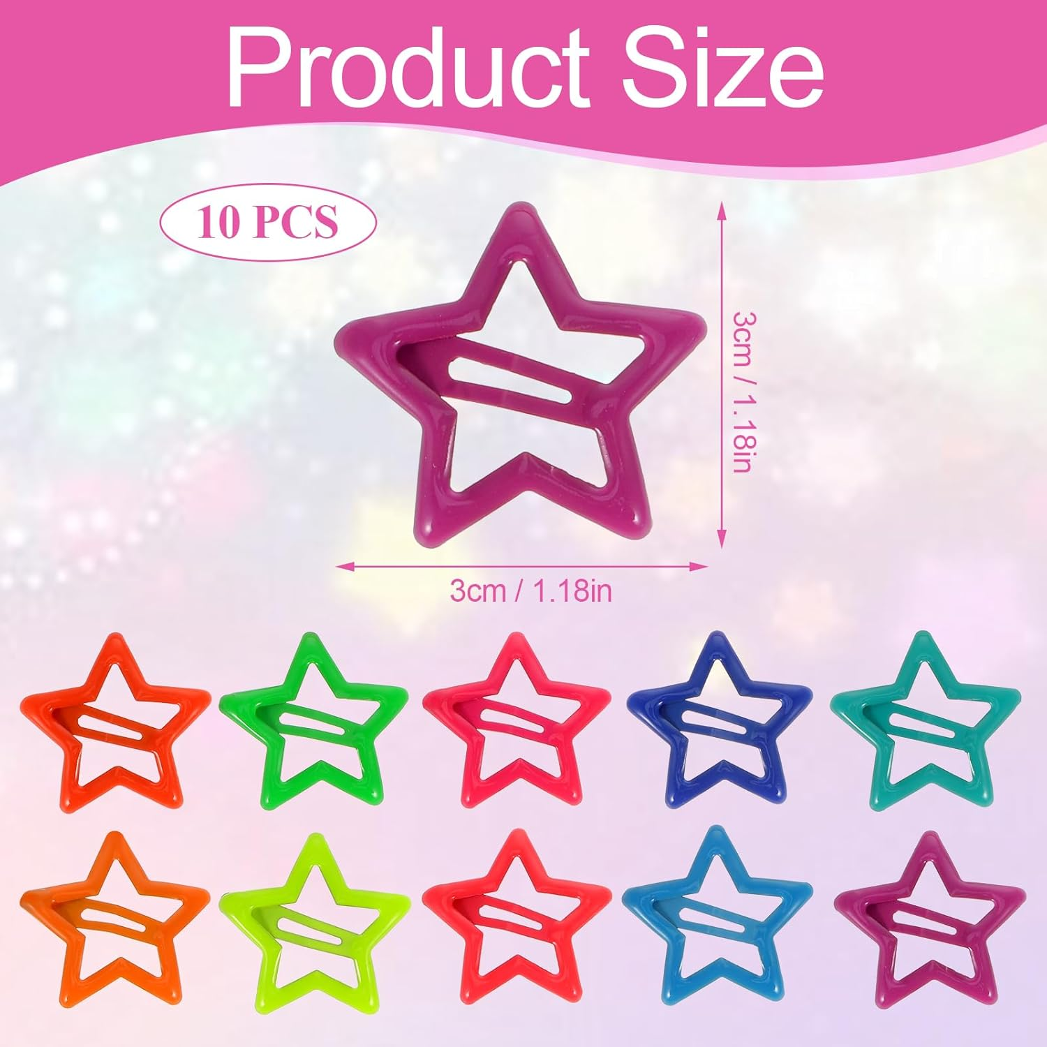 Colorful Luminous Star Hair Clips for Girls Glow in the Dark Star Barrettes Star Hair Accessories Cute Hairpins Snap Hair Barrettes Kawaii Hair Clips for Women Girls image number 6