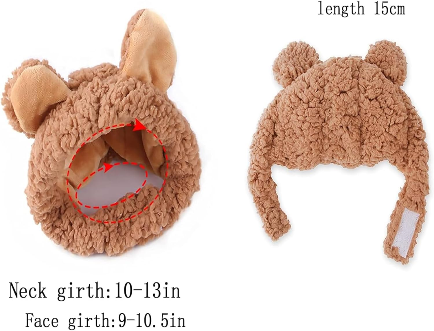 Costume Hat for Cats and Dogs, Adjustable Warm Bear-Ear Headwear, Soft Comfortable Small Pet Accessory (Brown) image number 4