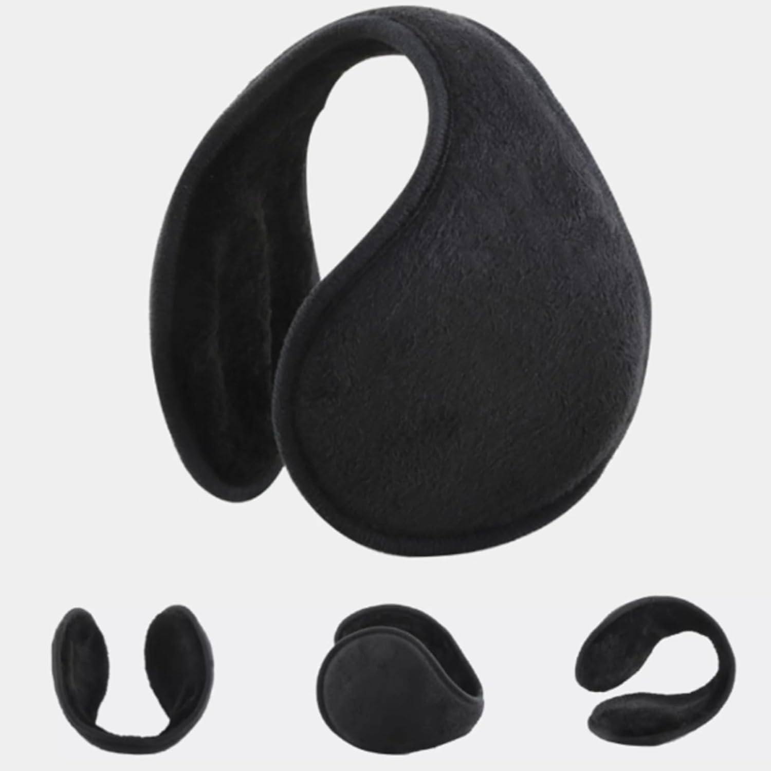 Ear Muffs 2Pcs Winter Fluffy Ear Muffs Behind-The-Head Adjustable & Foldable Ear Covers Protection for Cold Weather Running Skiing image number 5