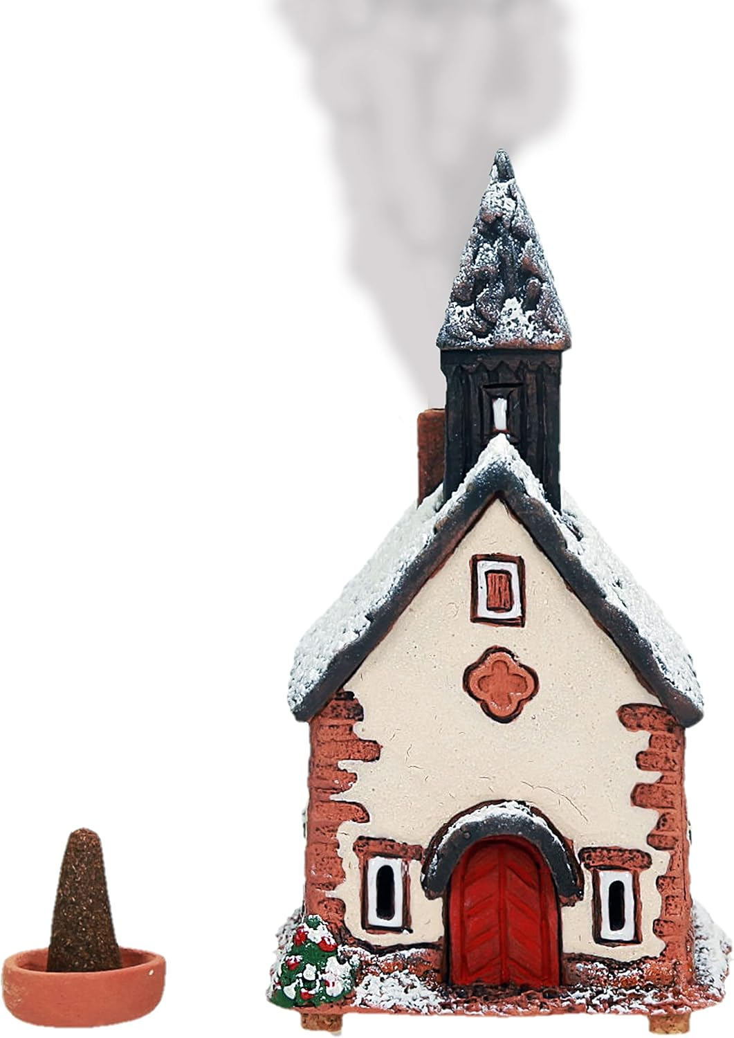 Ceramic Villages and Houses Collection - Handmade Miniature of the Original Chapel in Tyrol, Winter Edition - Candle, Cone Incense Holder R290SN image number 4