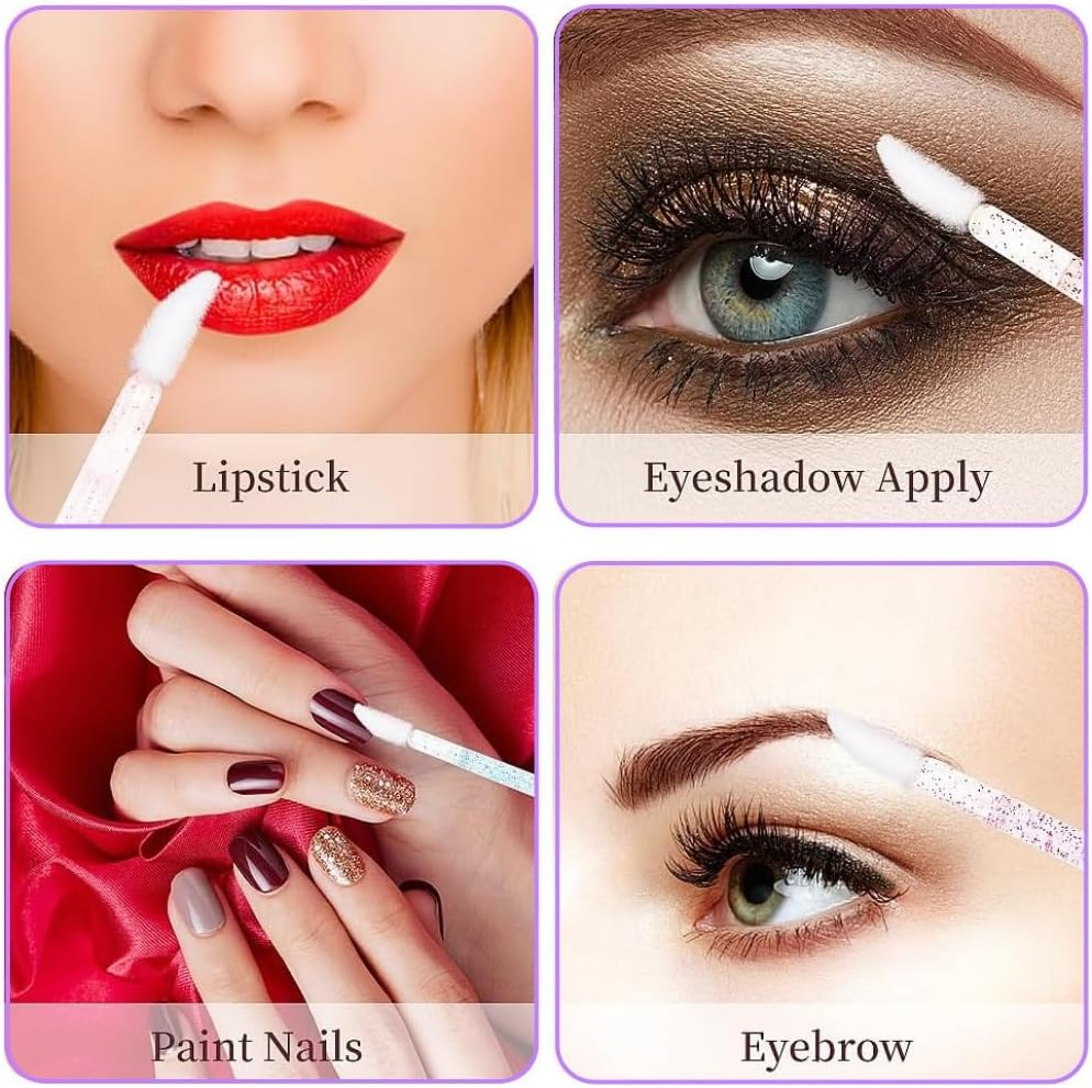 500Pcs Glitter Crystal Lip Brush,Crystal Lip Brushes Tool Kits Lip Gloss Applicators Lipstick Gloss Wands （Multicolour）